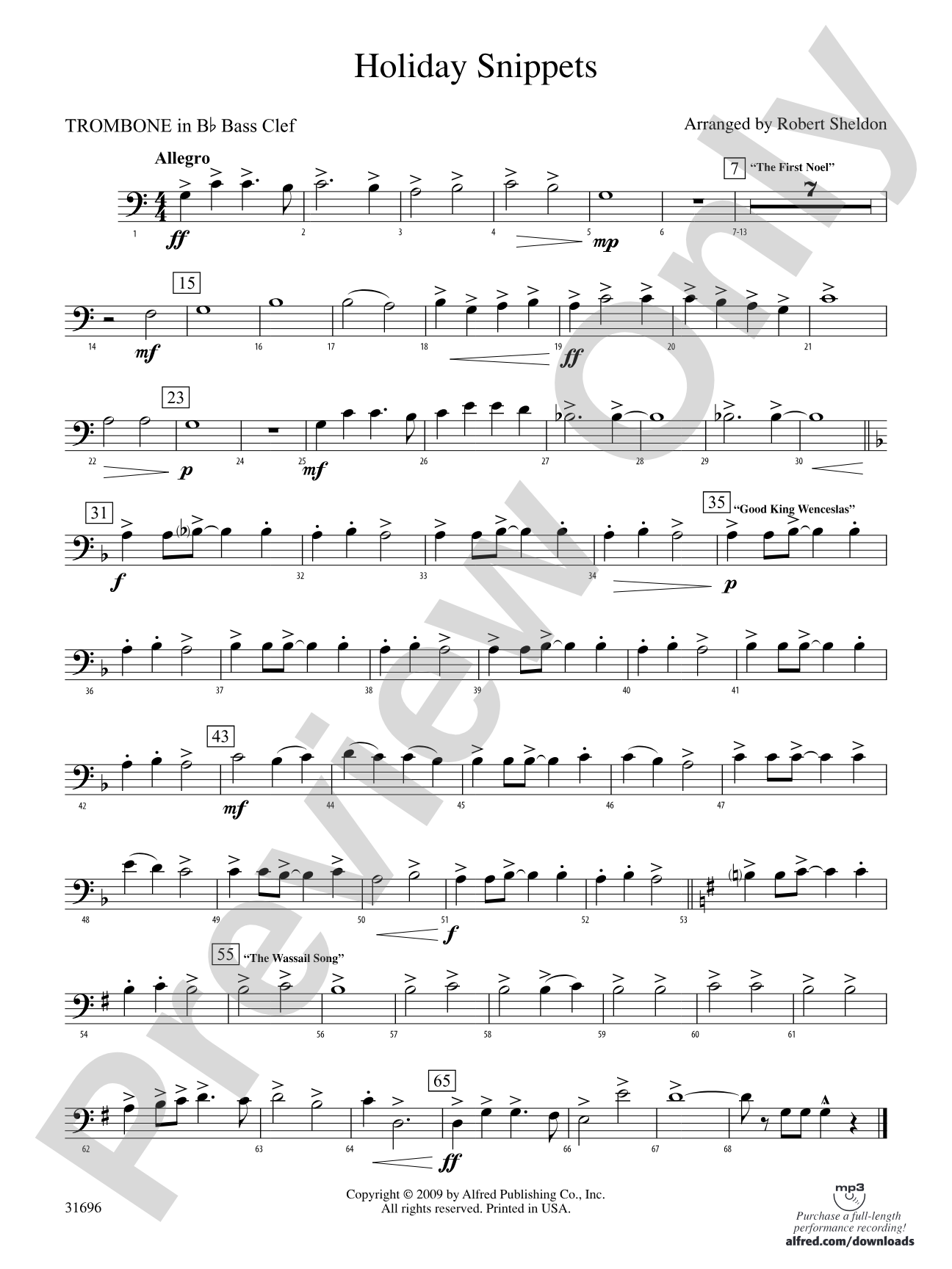 Holiday Snippets: (wp) 1st B-flat Trombone B.C.