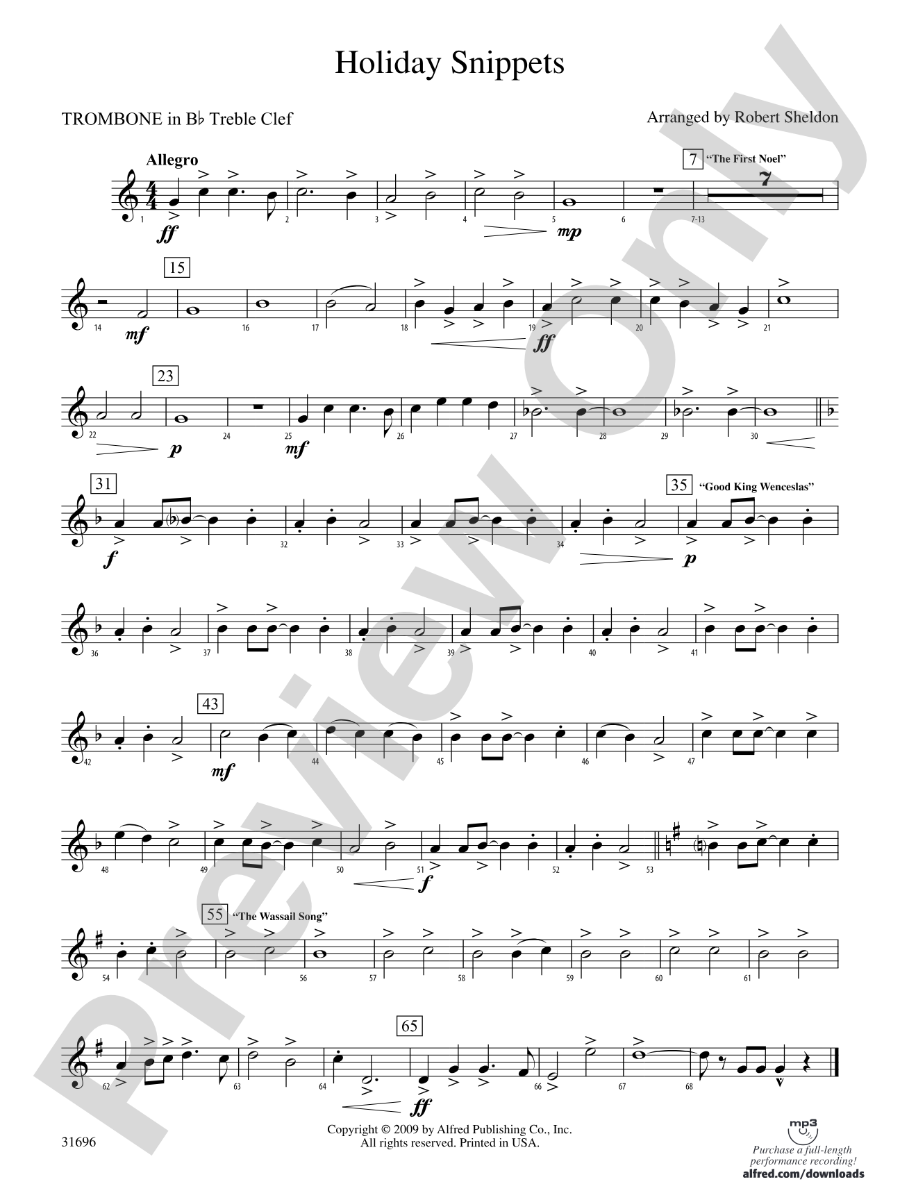 Holiday Snippets: (wp) 1st B-flat Trombone T.C.