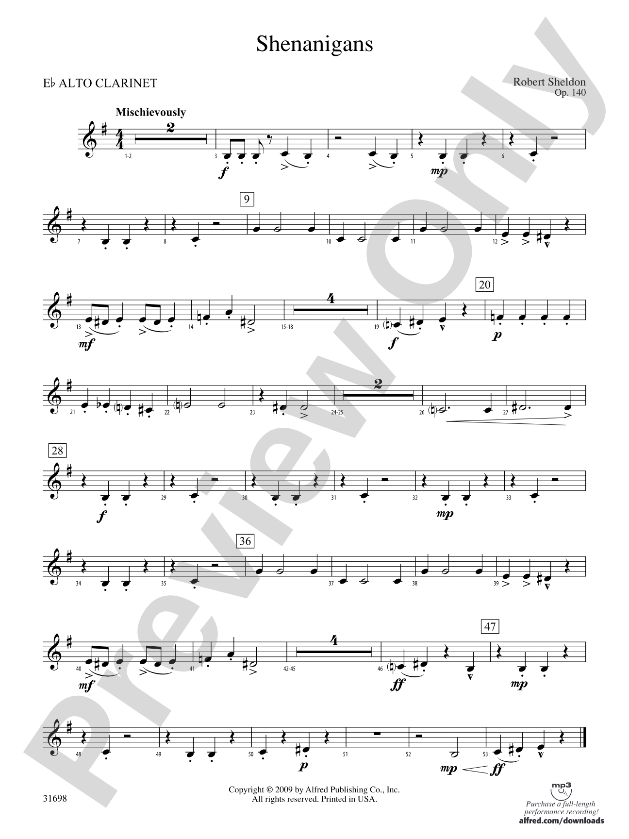 Shenanigans: (wp) E-flat Alto Clarinet
