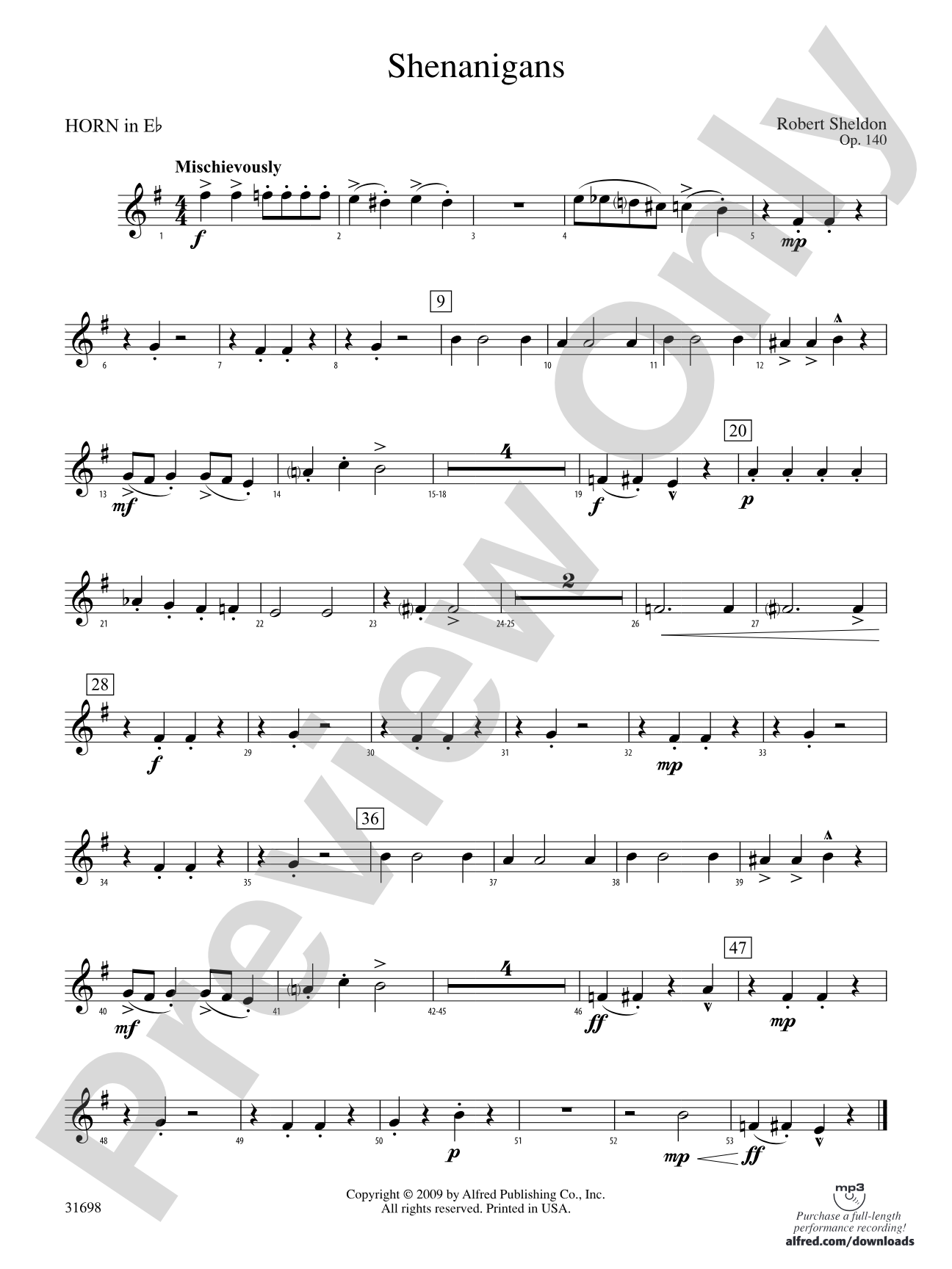 Shenanigans: (wp) 1st Horn in E-flat