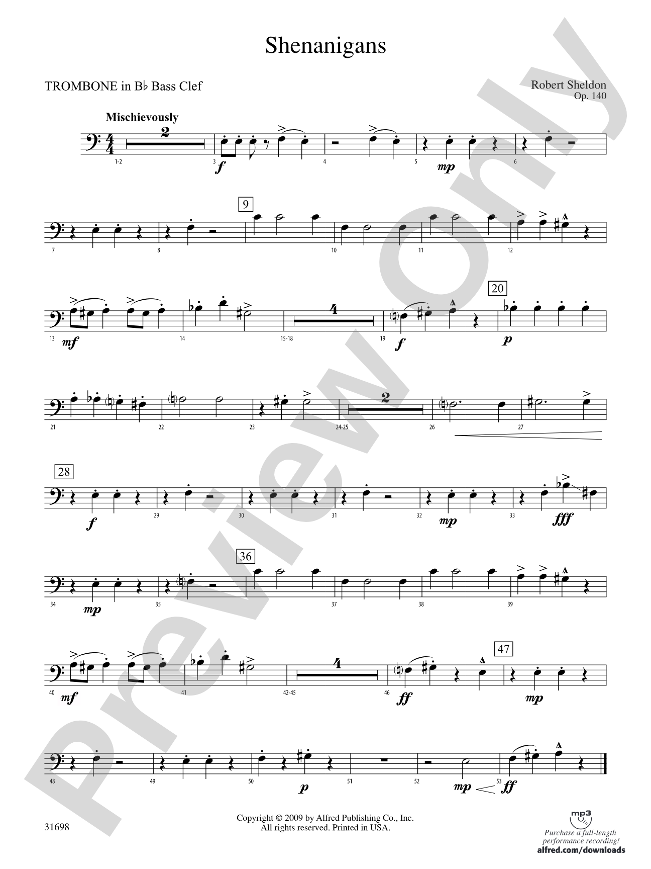 Shenanigans: (wp) 1st B-flat Trombone B.C.