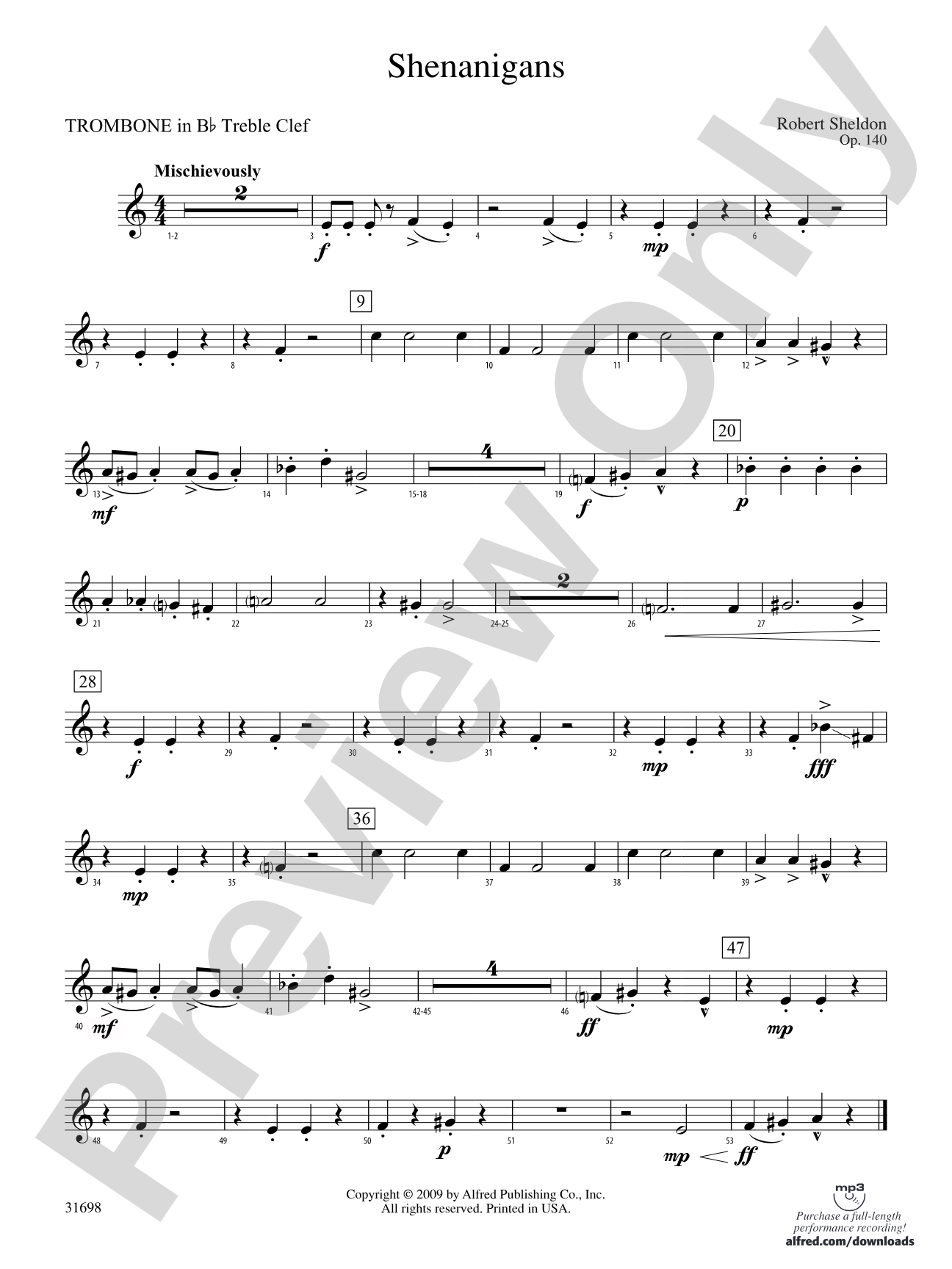 Shenanigans: (wp) 1st B-flat Trombone T.C.