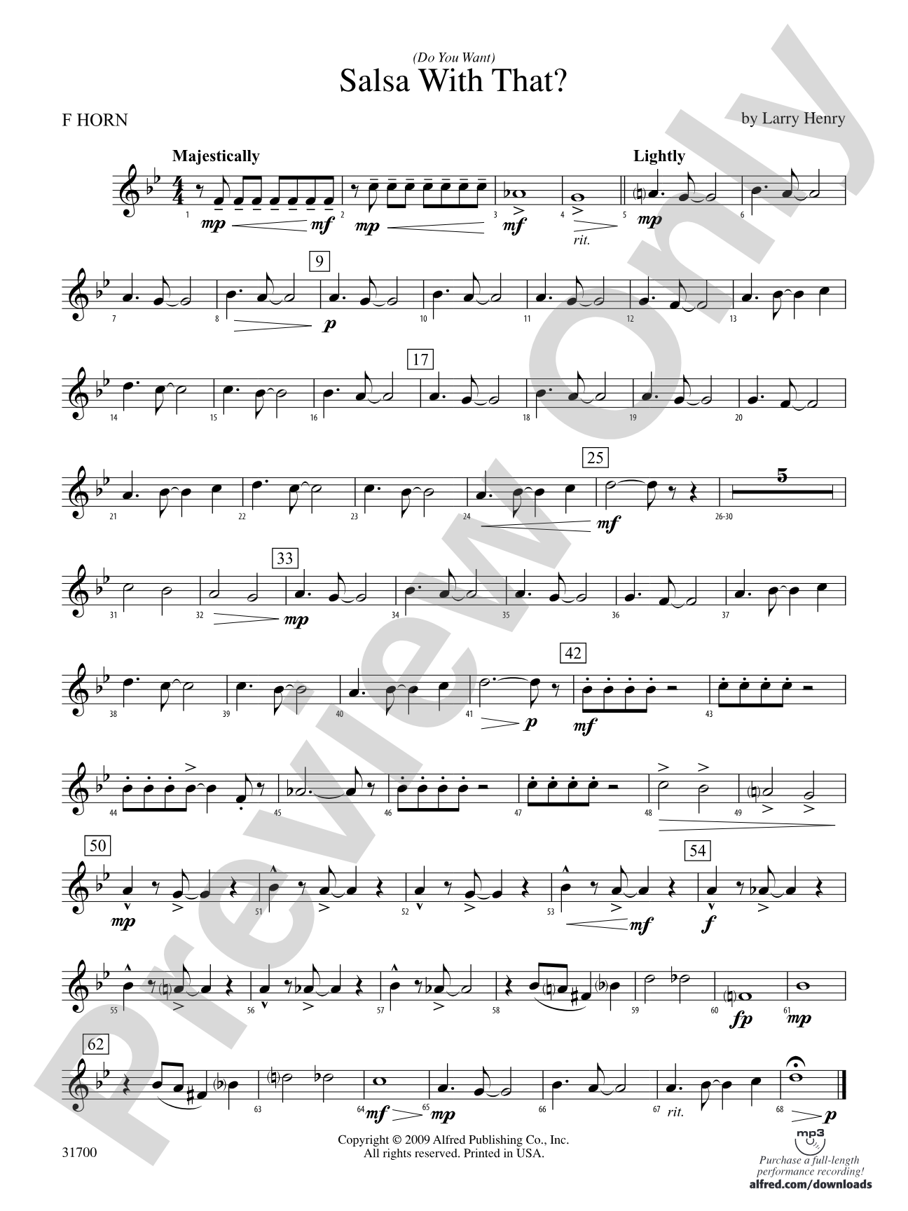 (Do You Want) Salsa with That?: 1st F Horn