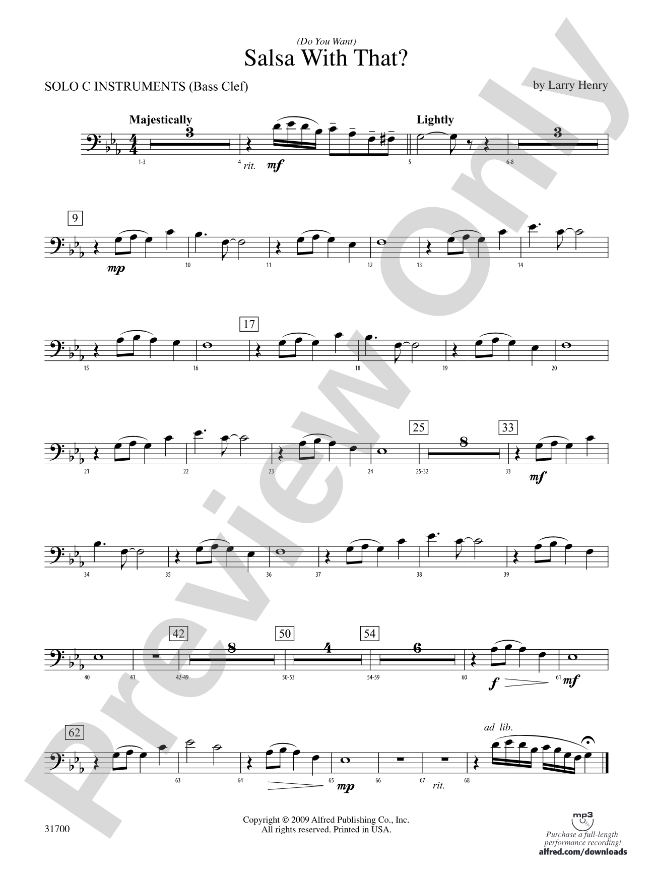 (Do You Want) Salsa with That?: Solo C Instruments (Bass Clef)
