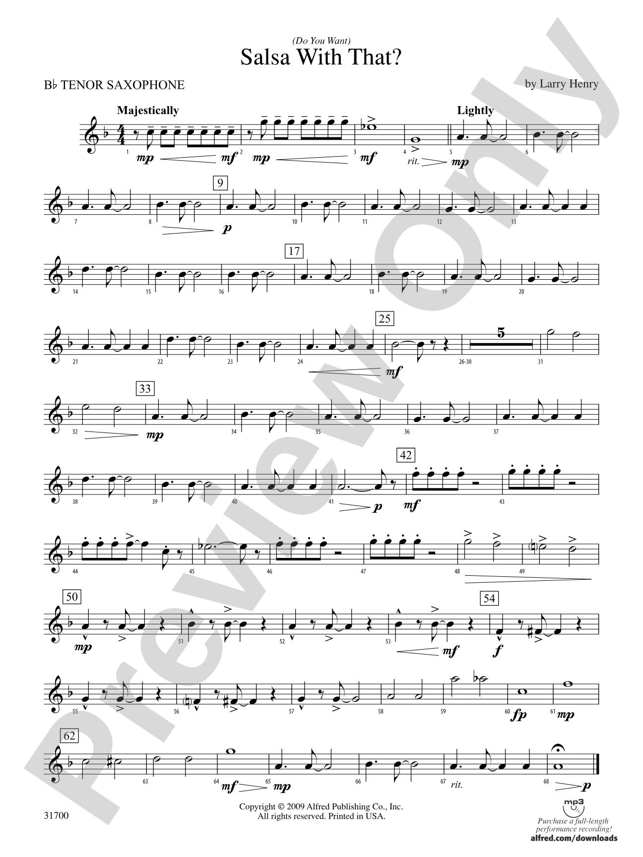 (Do You Want) Salsa with That?: B-flat Tenor Saxophone