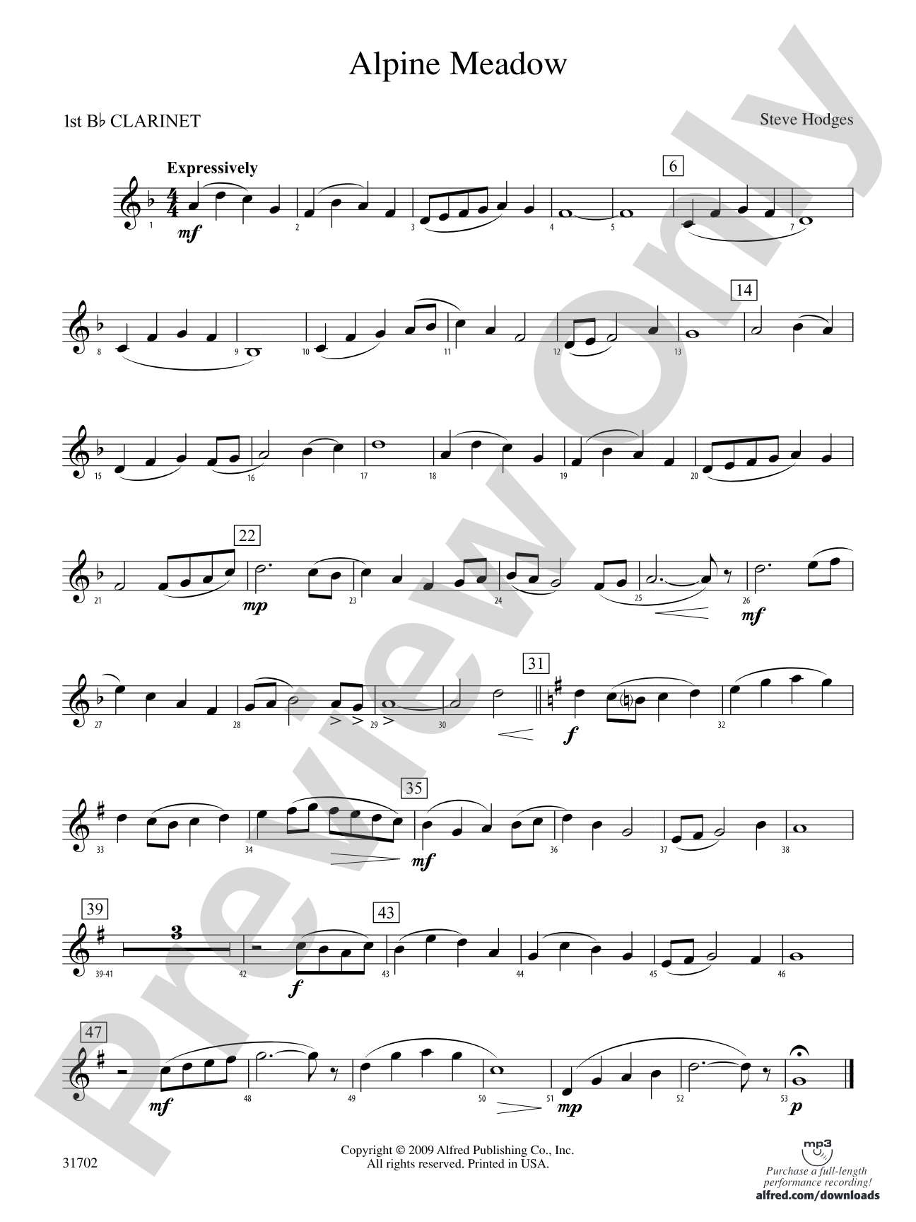 Alpine Meadow: 1st B-flat Clarinet