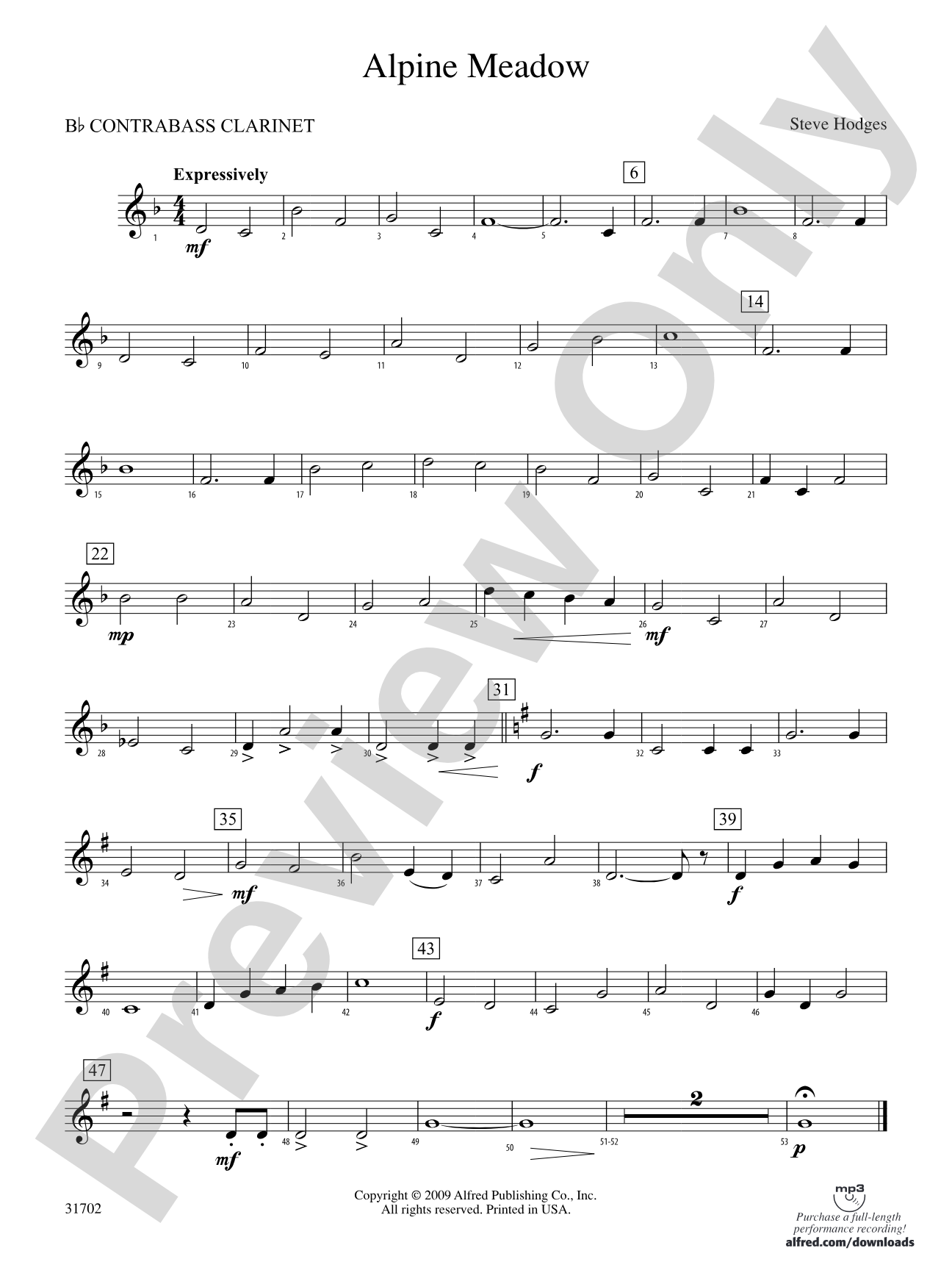 Alpine Meadow: (wp) B-flat Contrabass Clarinet