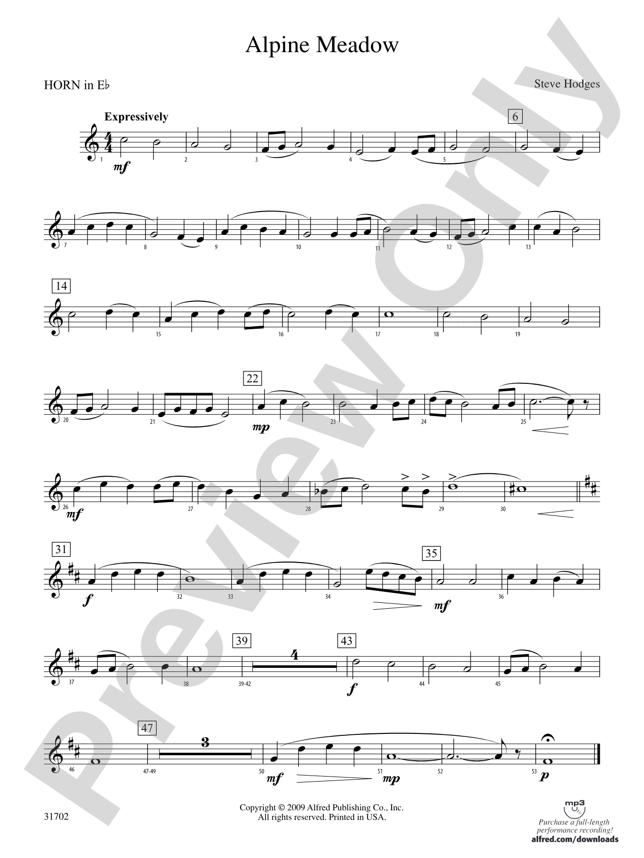 Alpine Meadow: (wp) 1st Horn in E-flat