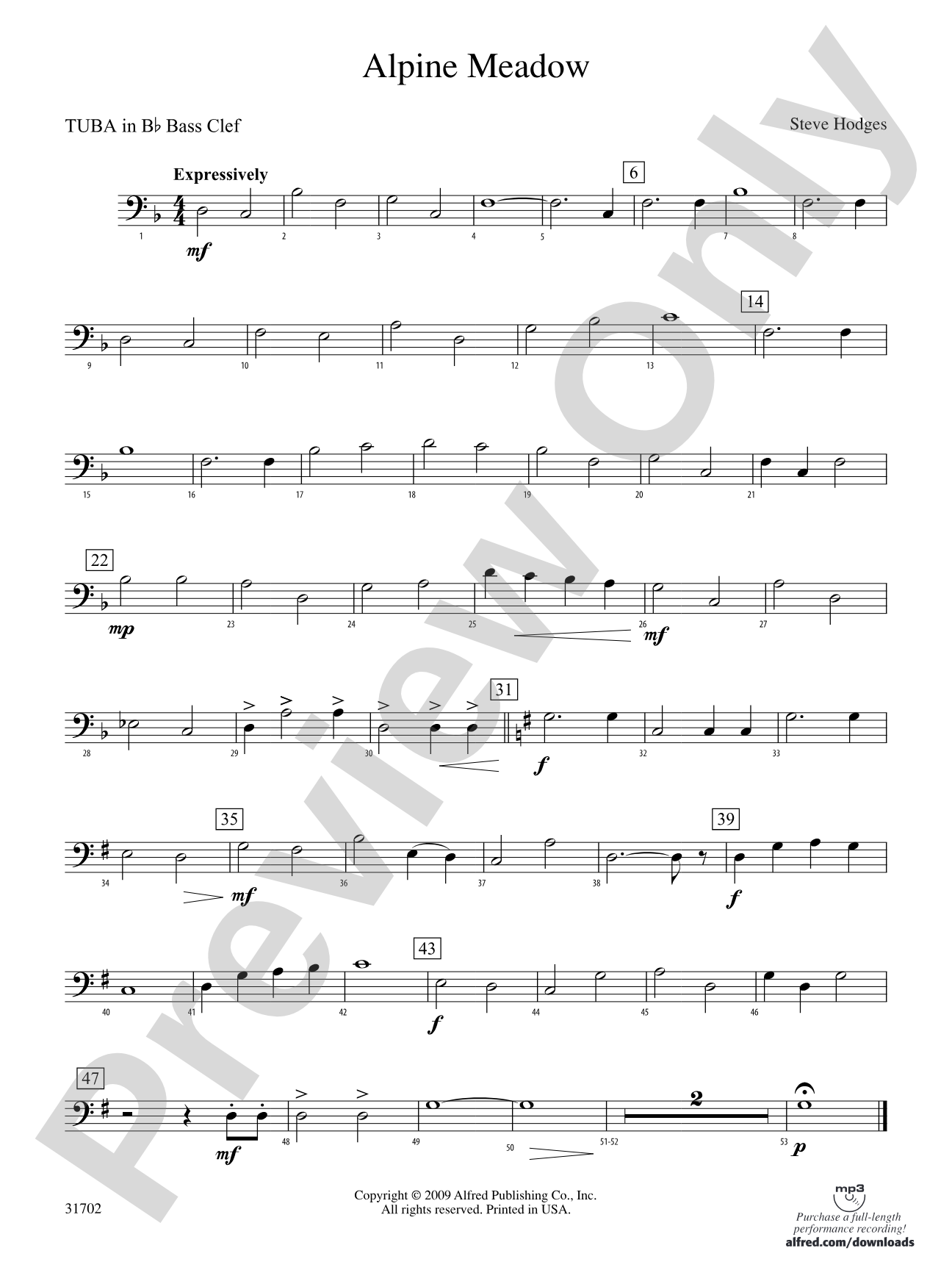 Alpine Meadow: (wp) B-flat Tuba B.C.