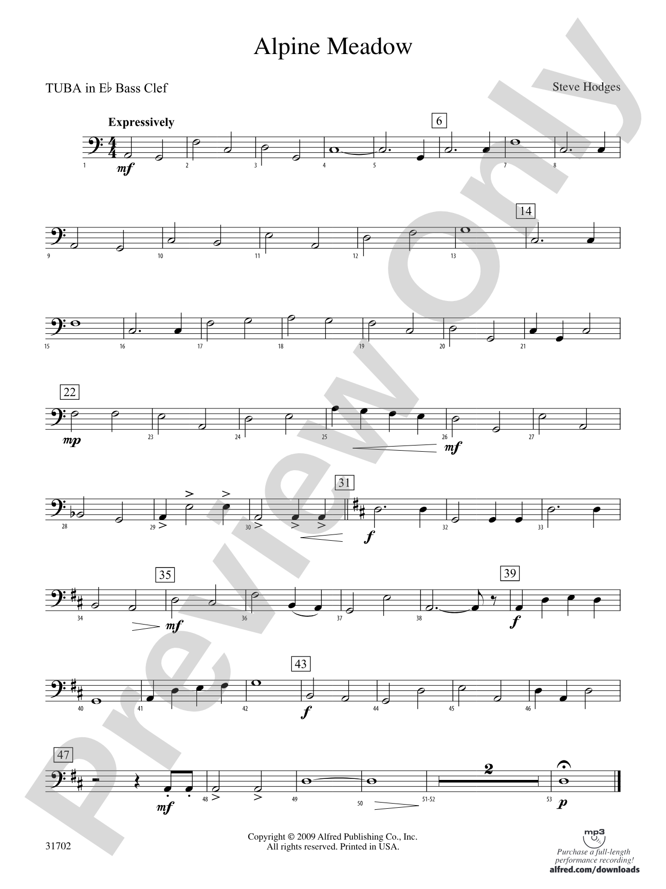 Alpine Meadow: (wp) E-flat Tuba B.C.