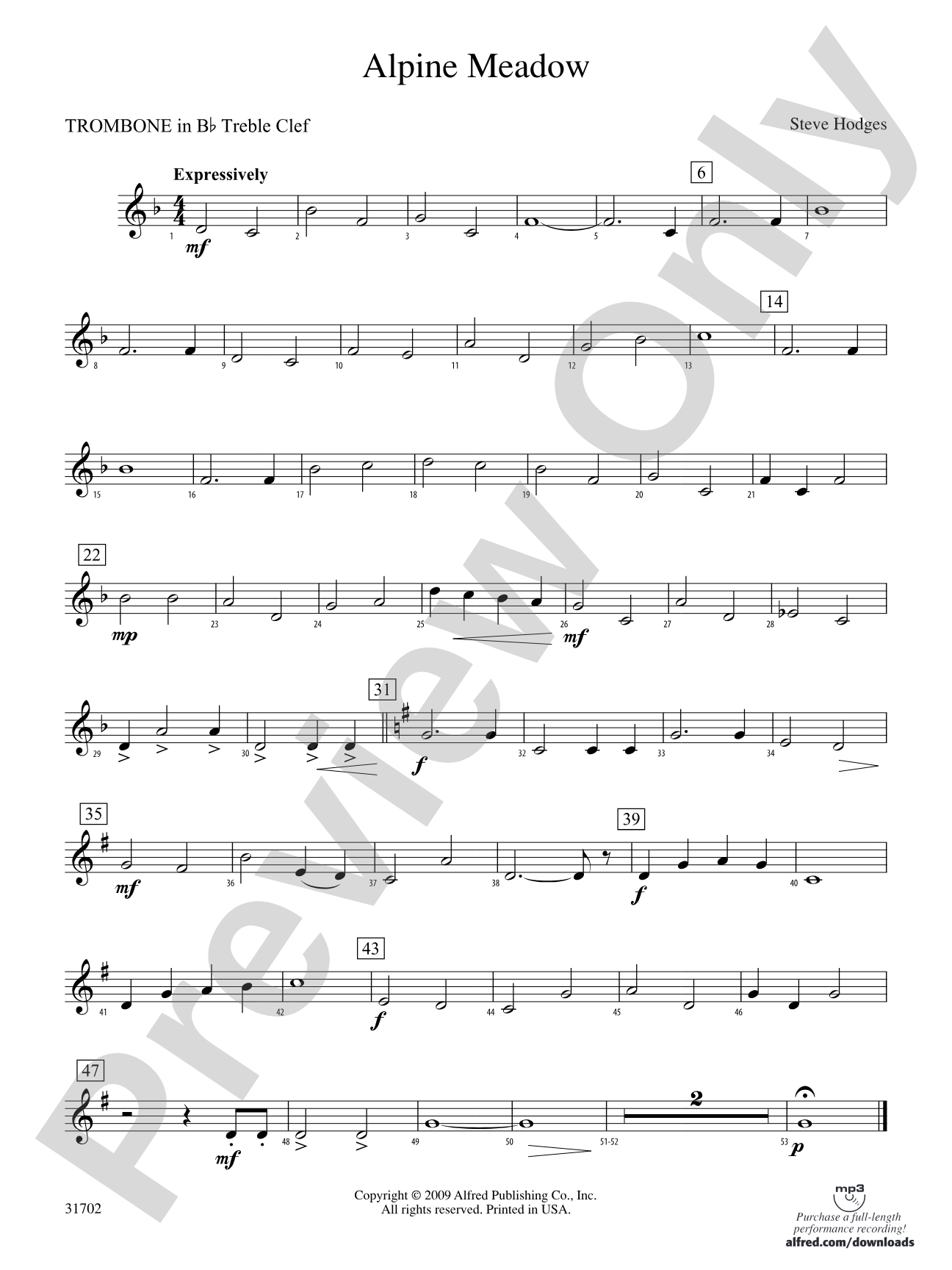 Alpine Meadow: (wp) 1st B-flat Trombone T.C.