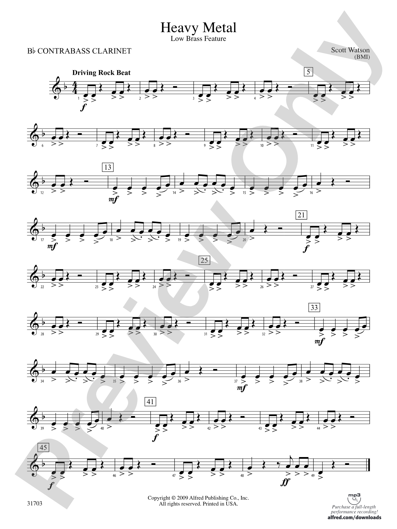 Heavy Metal: (wp) B-flat Contrabass Clarinet