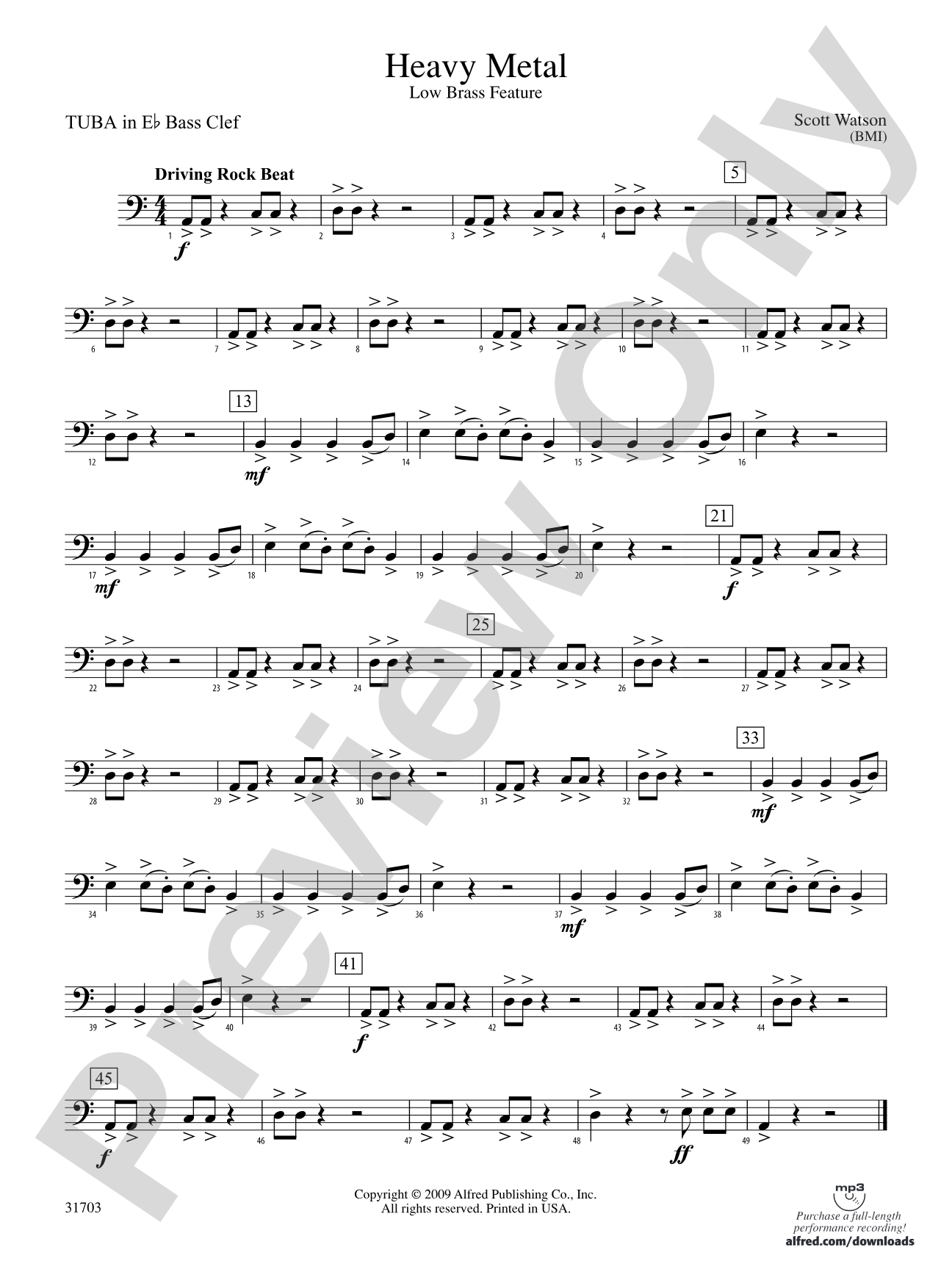 Heavy Metal: (wp) E-flat Tuba B.C.