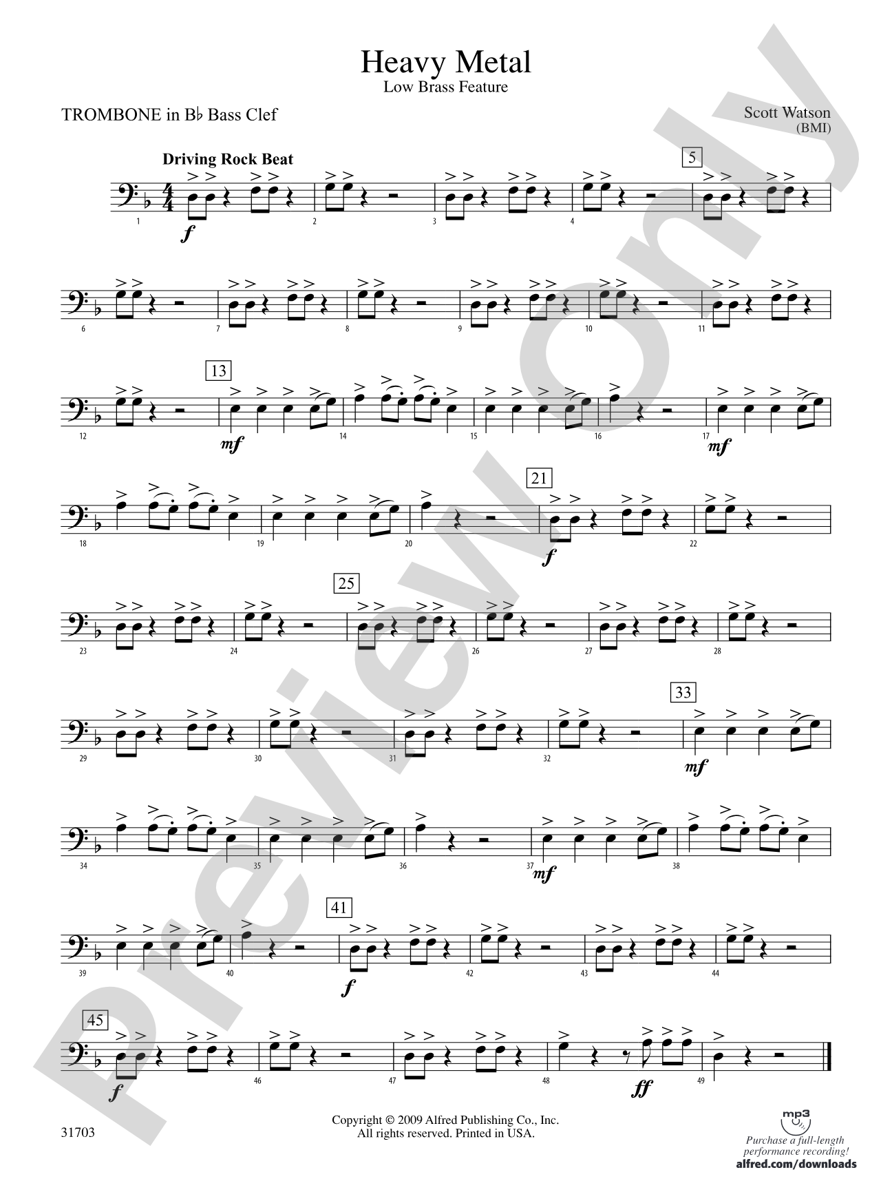 Heavy Metal: (wp) 1st B-flat Trombone B.C.