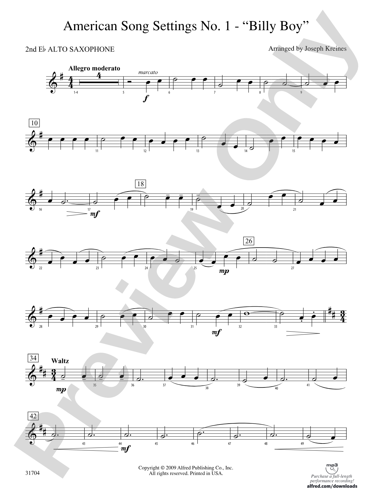 American Song Settings, No. 1: 2nd E-flat Alto Saxophone