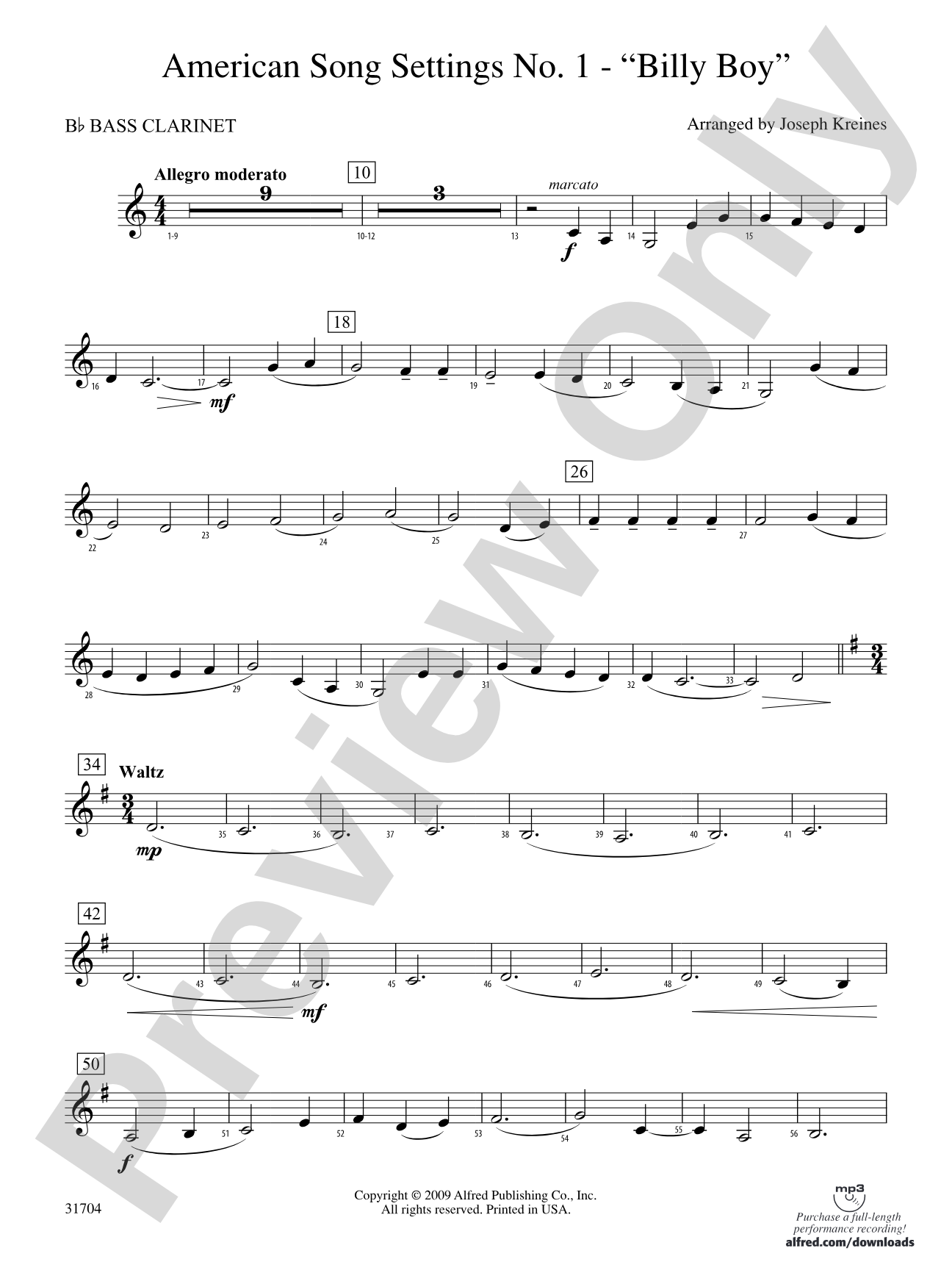 American Song Settings, No. 1: B-flat Bass Clarinet