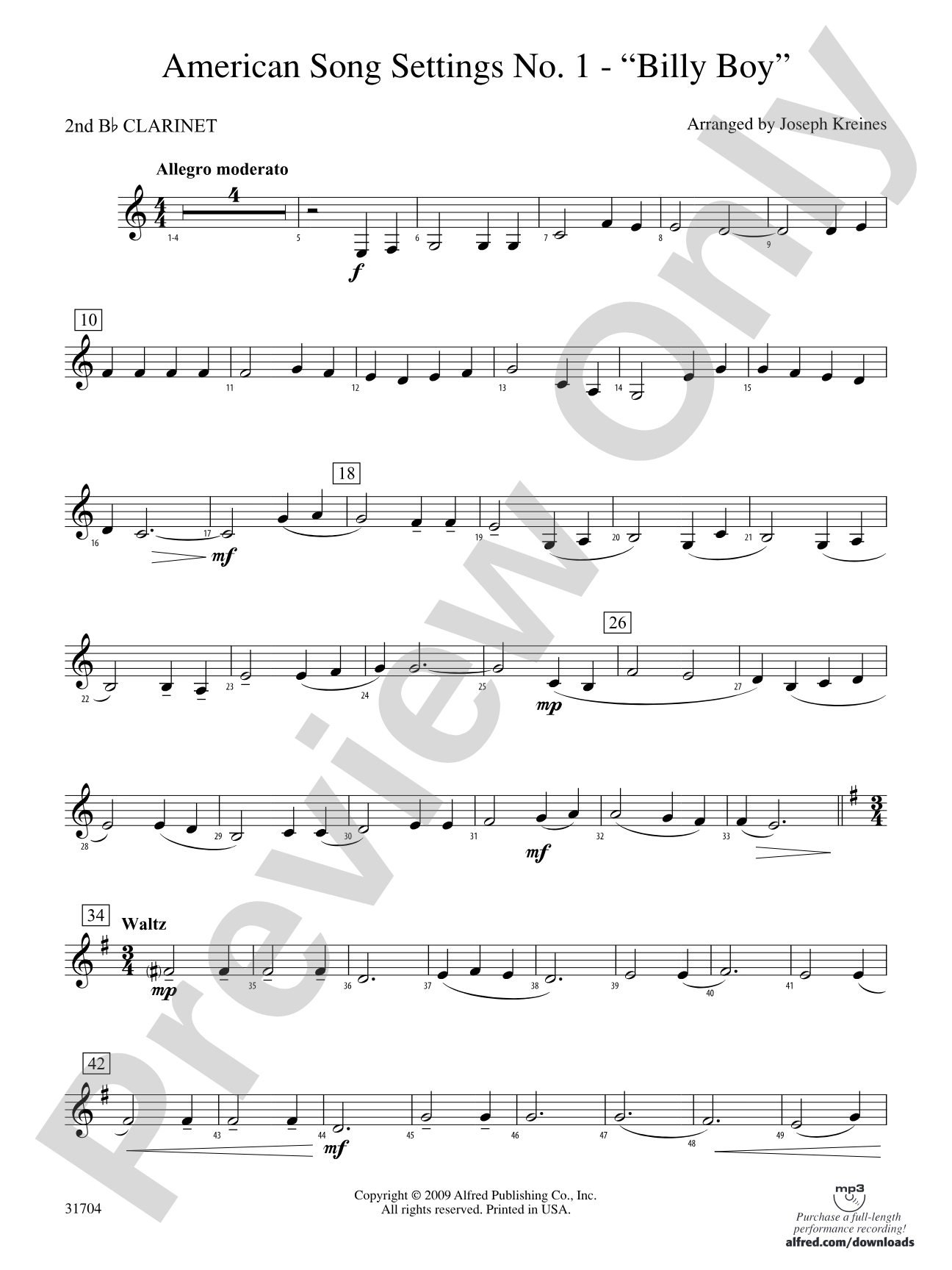 American Song Settings, No. 1: 2nd B-flat Clarinet