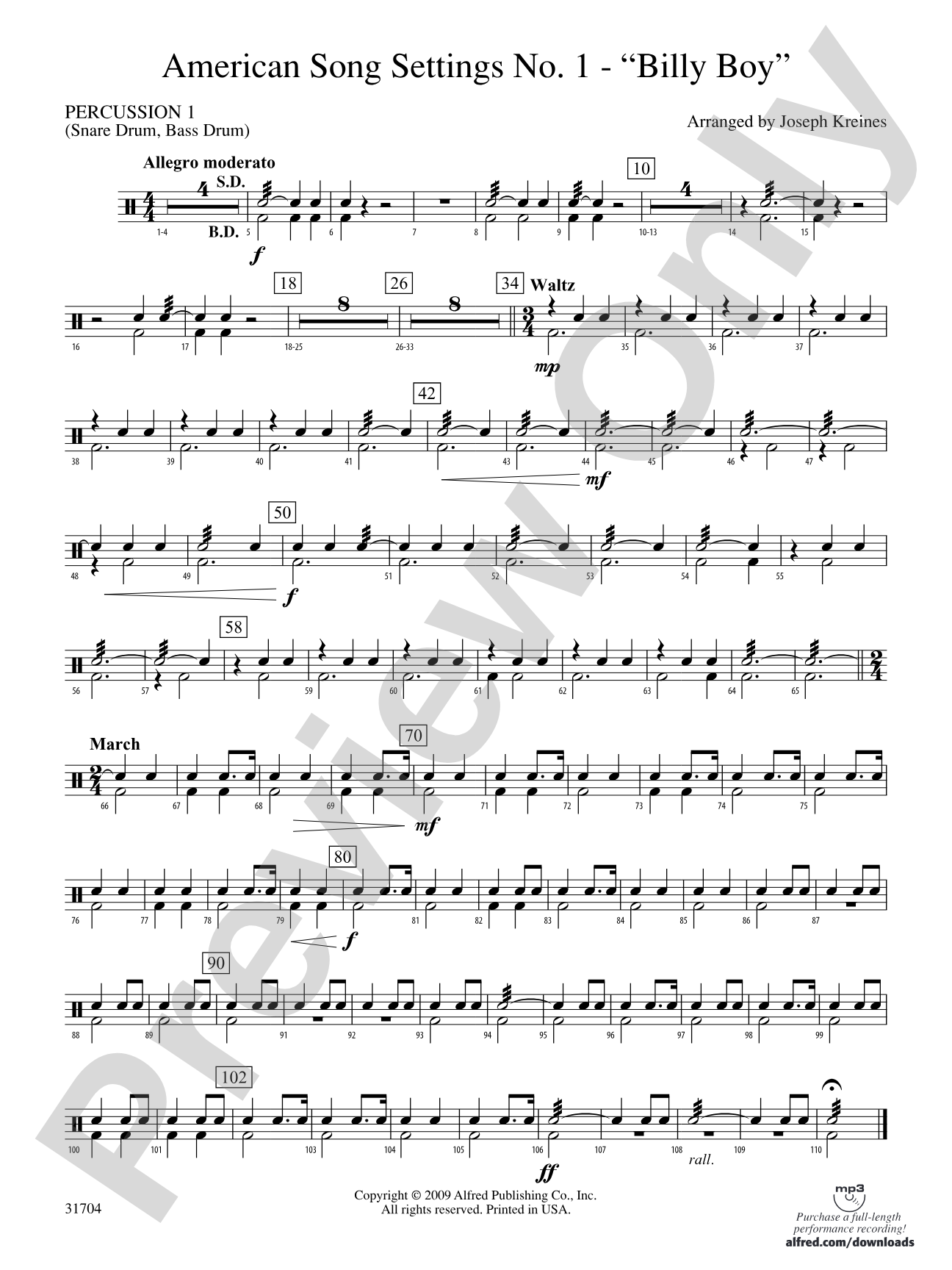 American Song Settings, No. 1: 1st Percussion