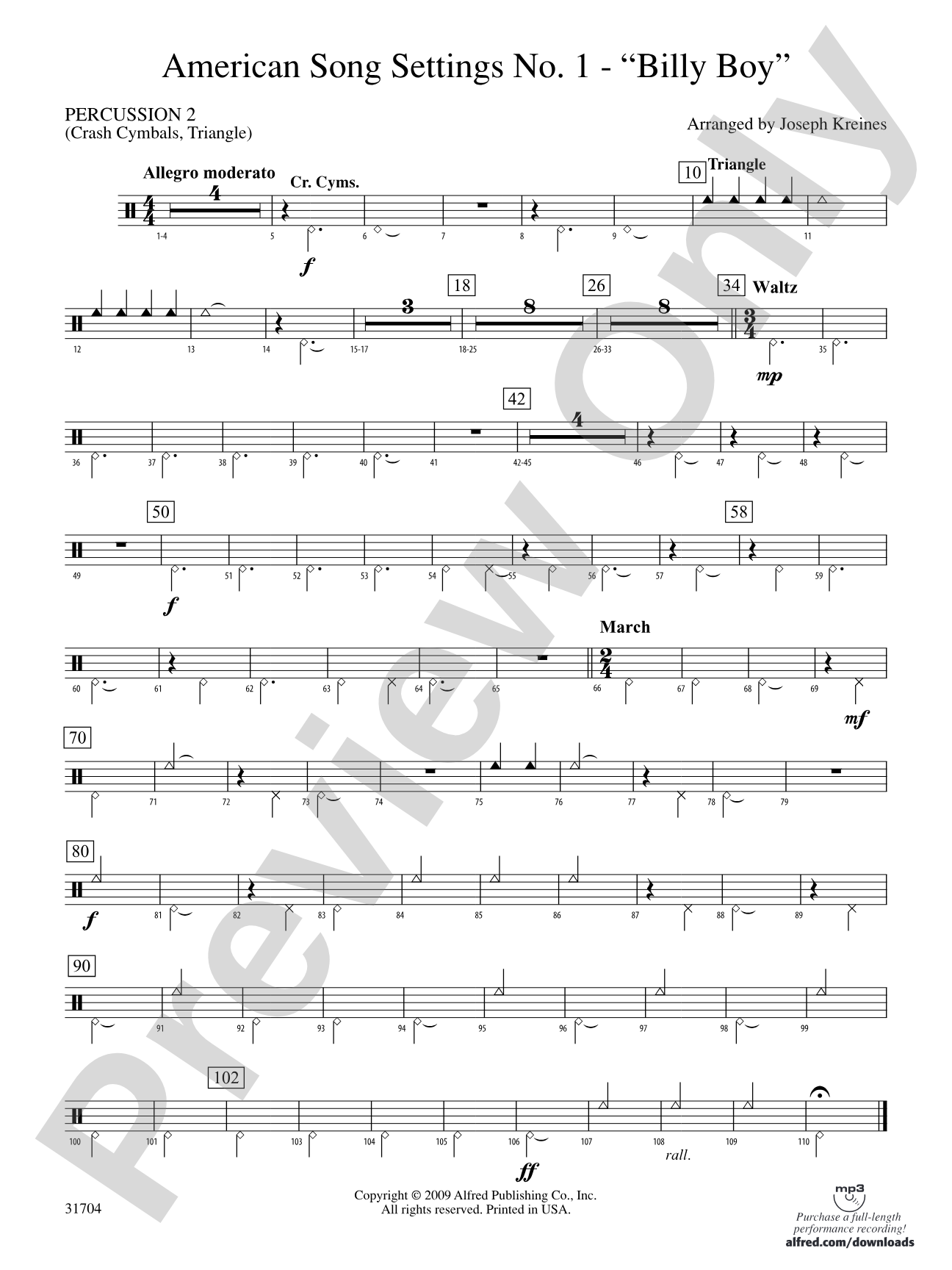 American Song Settings, No. 1: 2nd Percussion