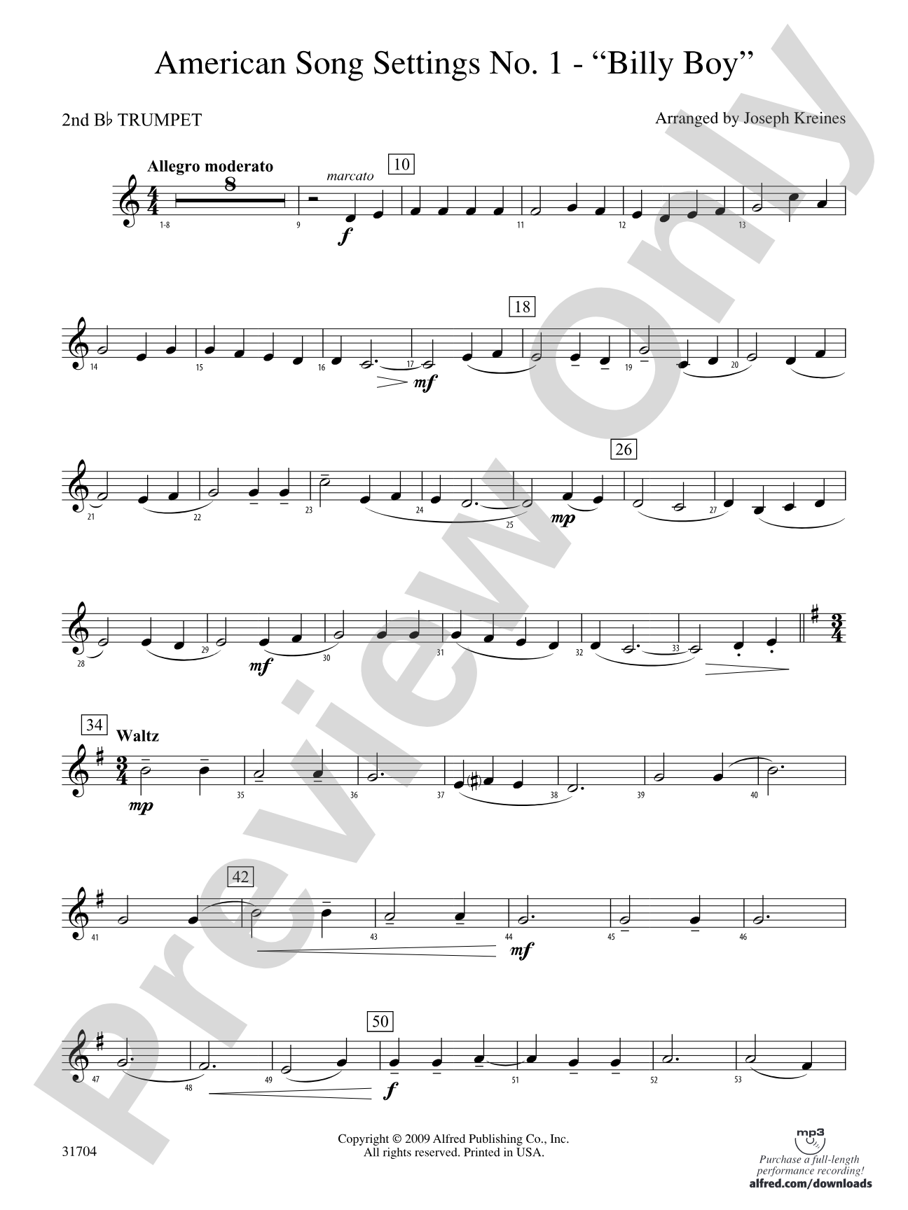 American Song Settings, No. 1: 2nd B-flat Trumpet