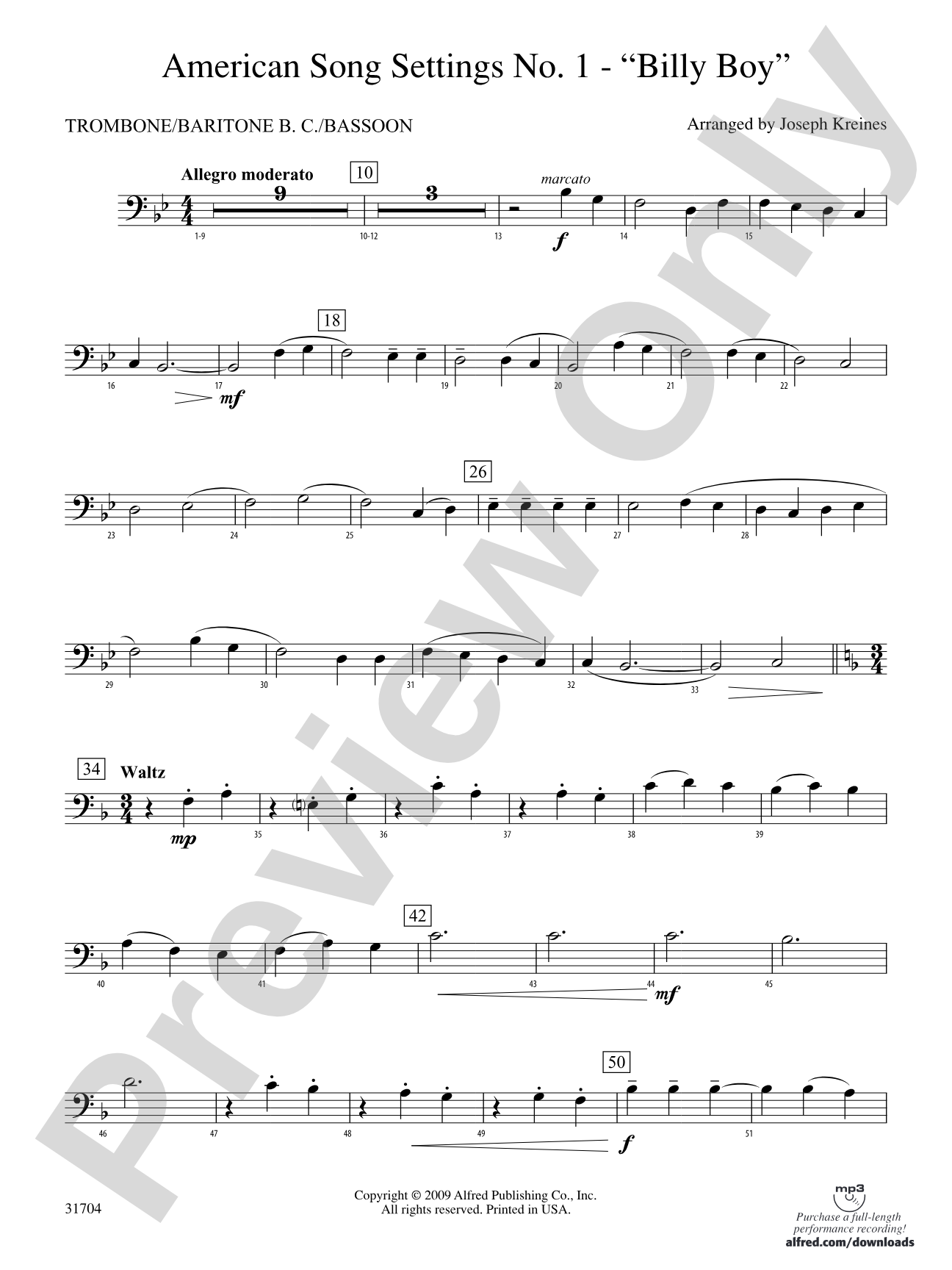 American Song Settings, No. 1: 1st Trombone