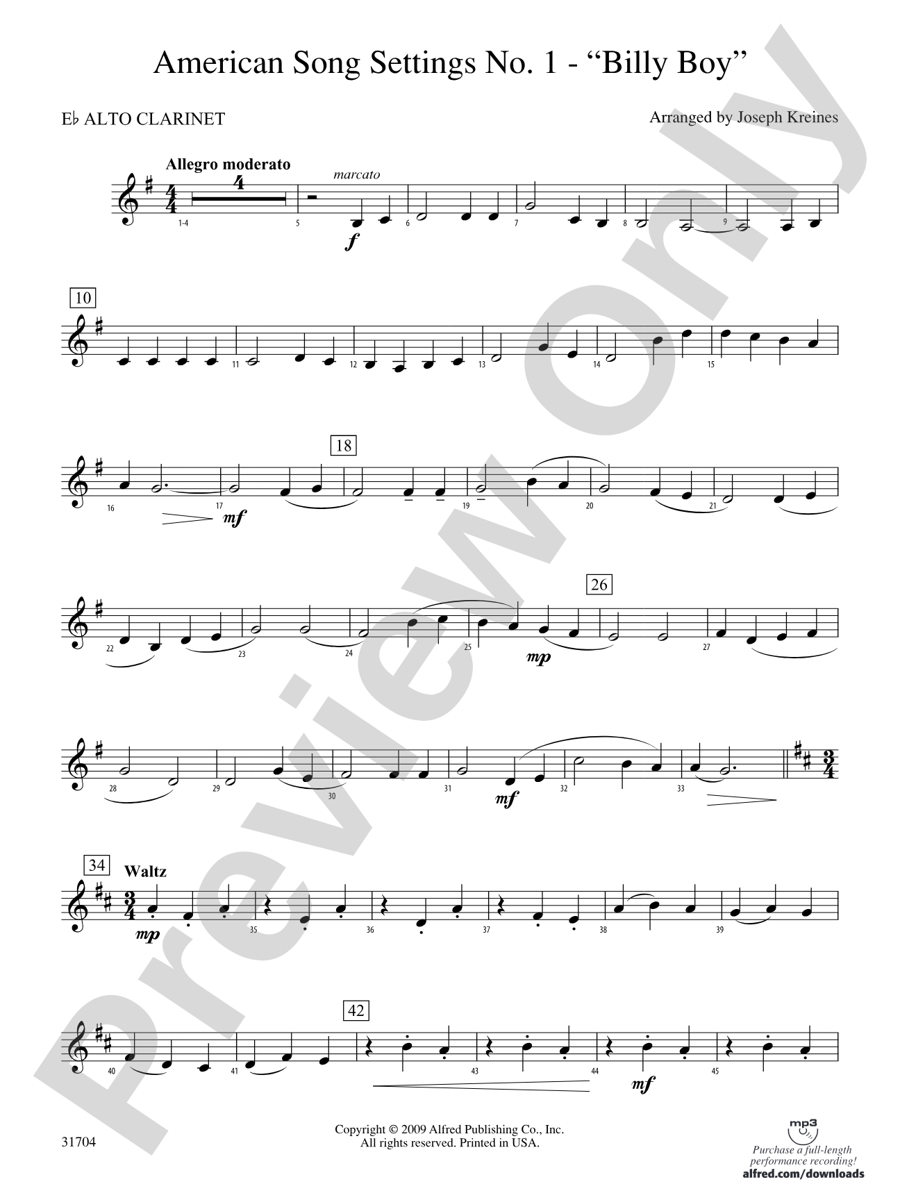 American Song Settings, No. 1: (wp) E-flat Alto Clarinet