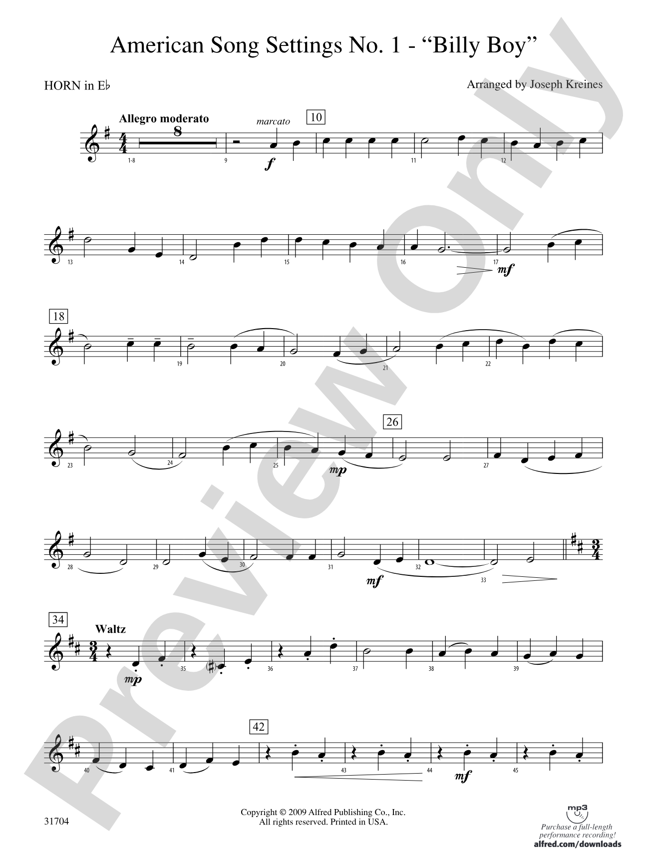 American Song Settings, No. 1: (wp) 1st Horn in E-flat