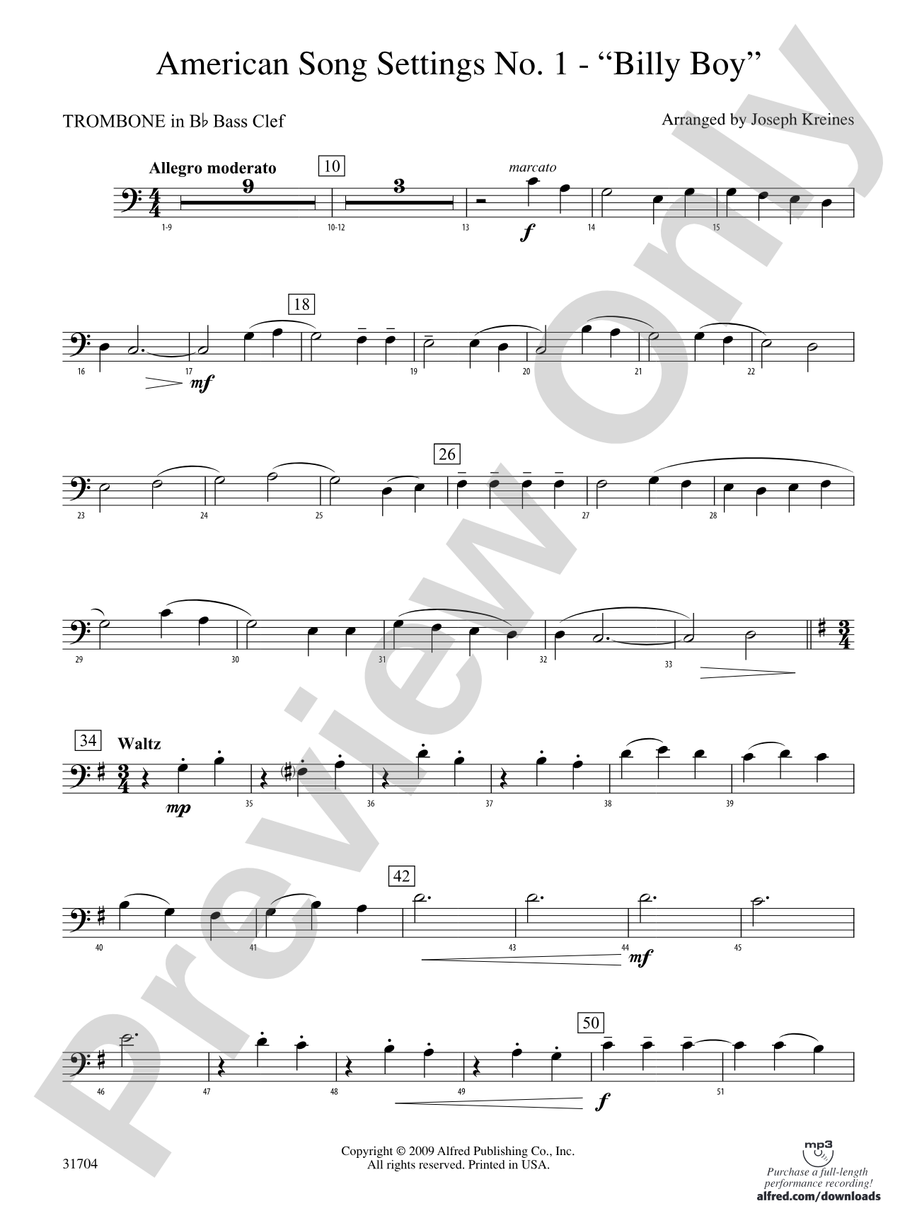 American Song Settings, No. 1: (wp) 1st B-flat Trombone B.C.