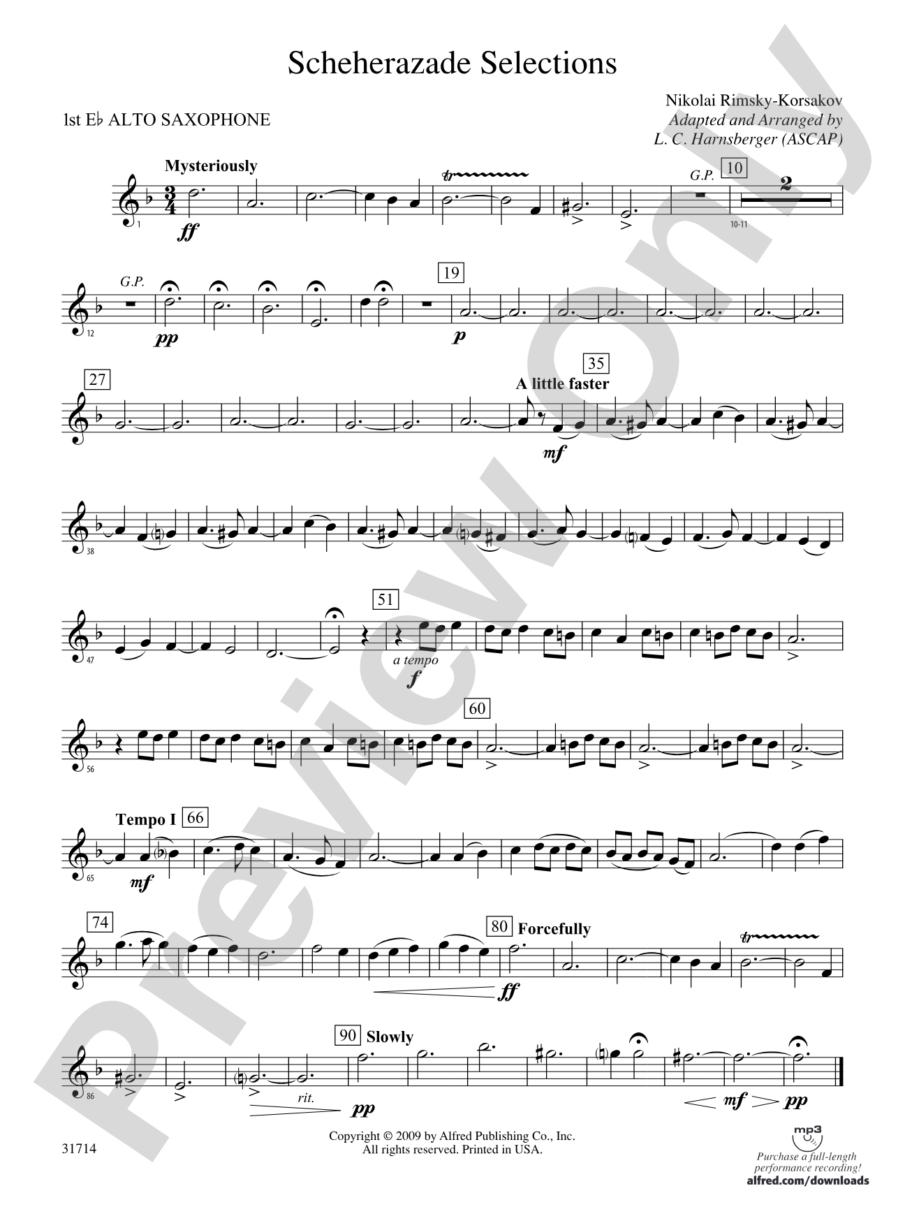 Scheherazade Selections: E-flat Alto Saxophone