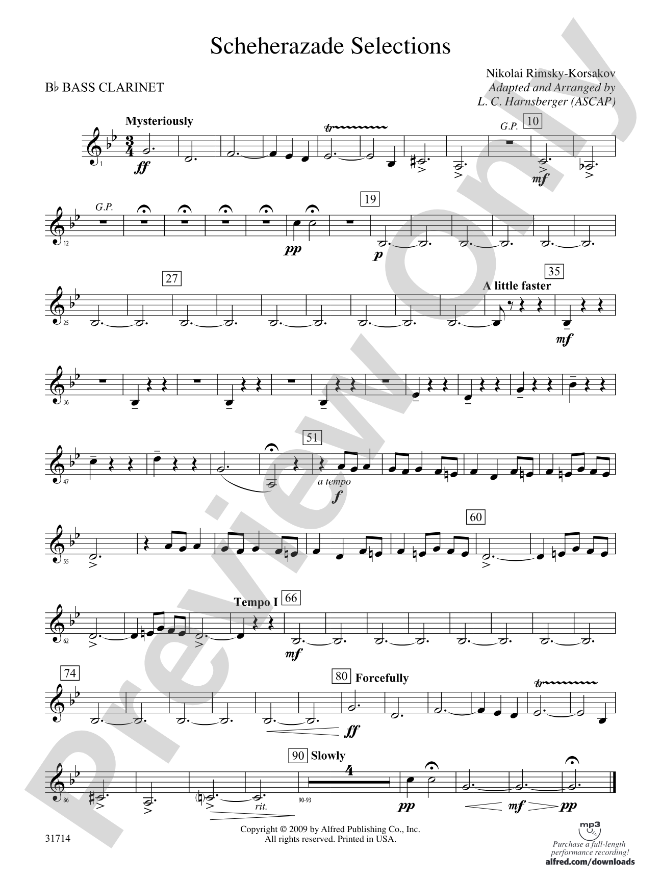 Scheherazade Selections: B-flat Bass Clarinet