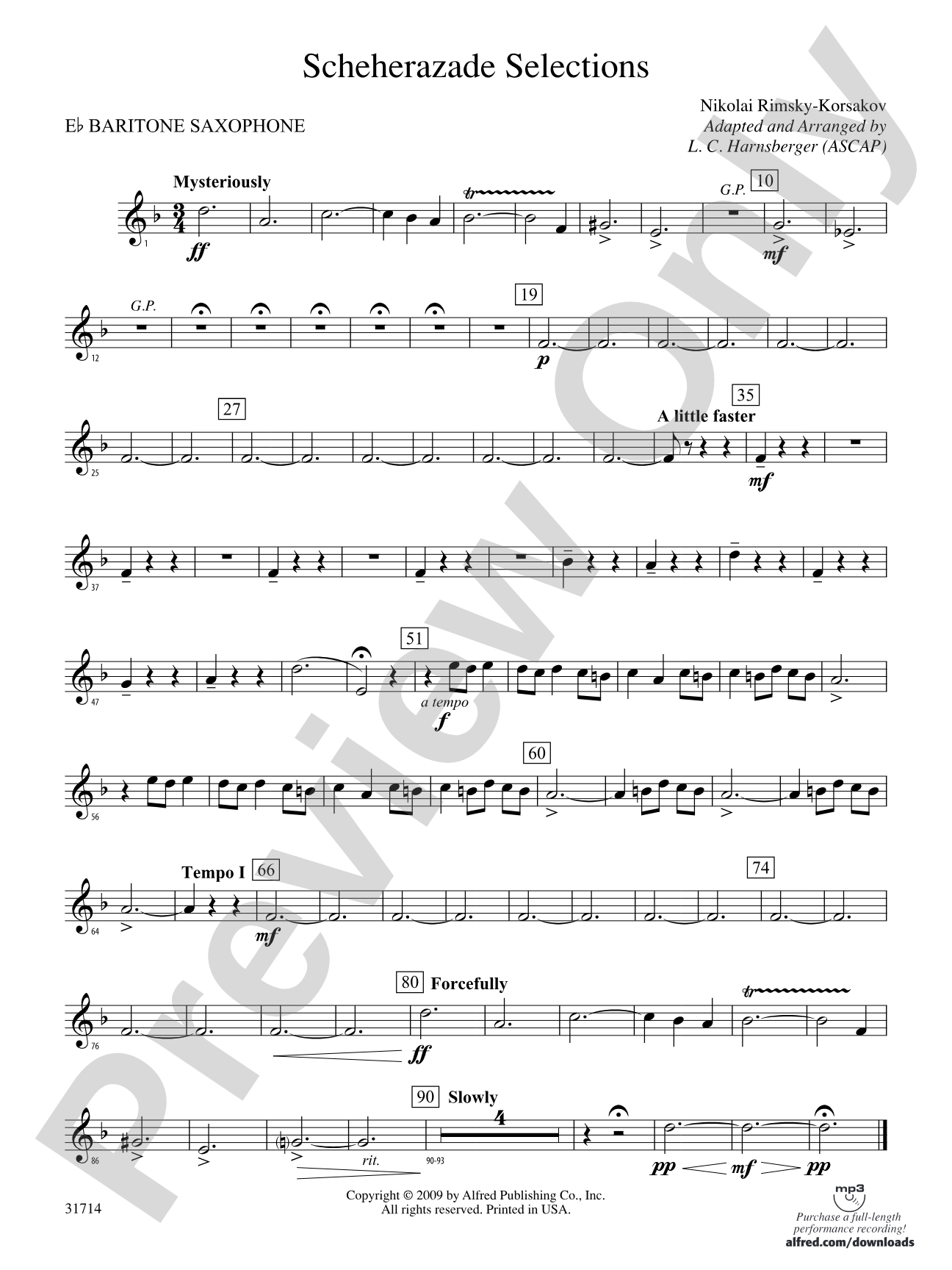 Scheherazade Selections: E-flat Baritone Saxophone