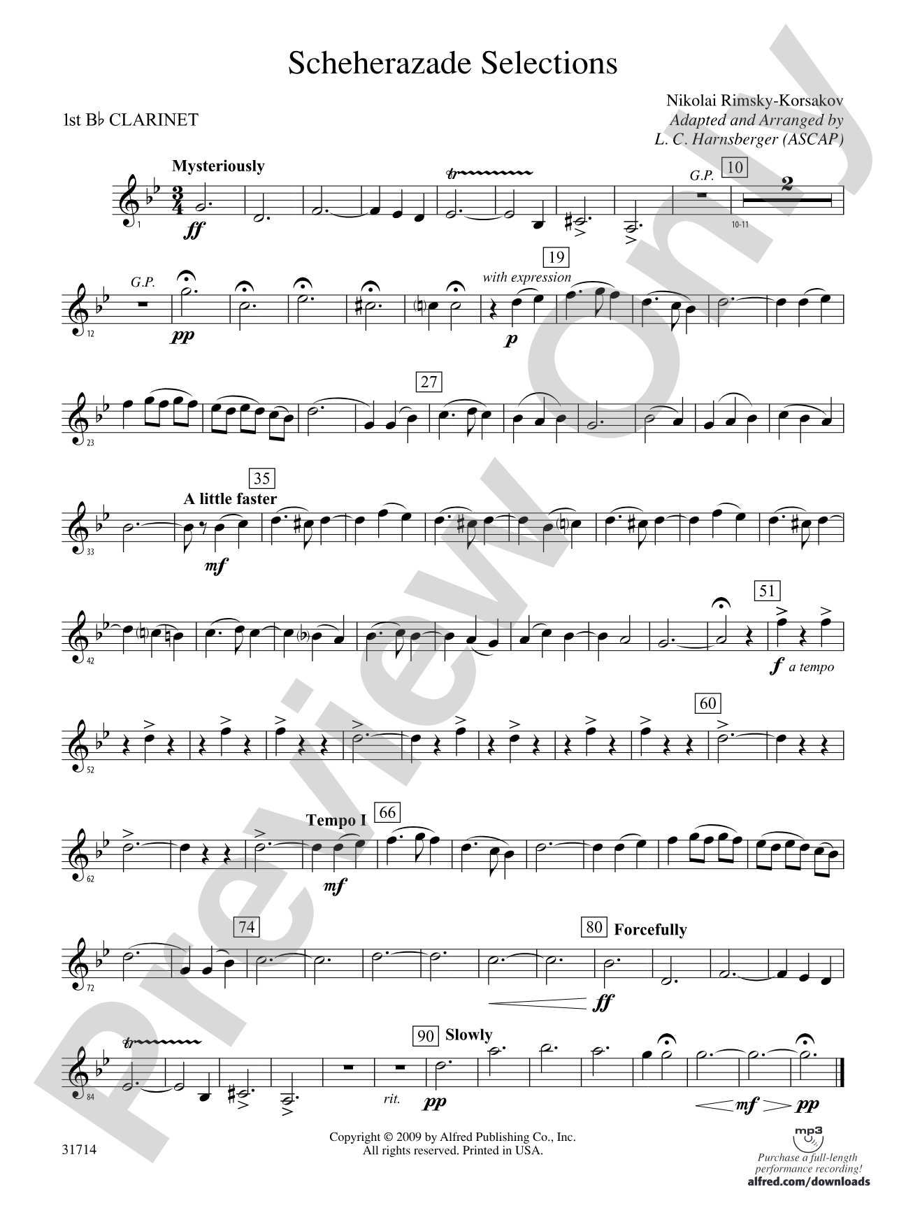 Scheherazade Selections: 1st B-flat Clarinet