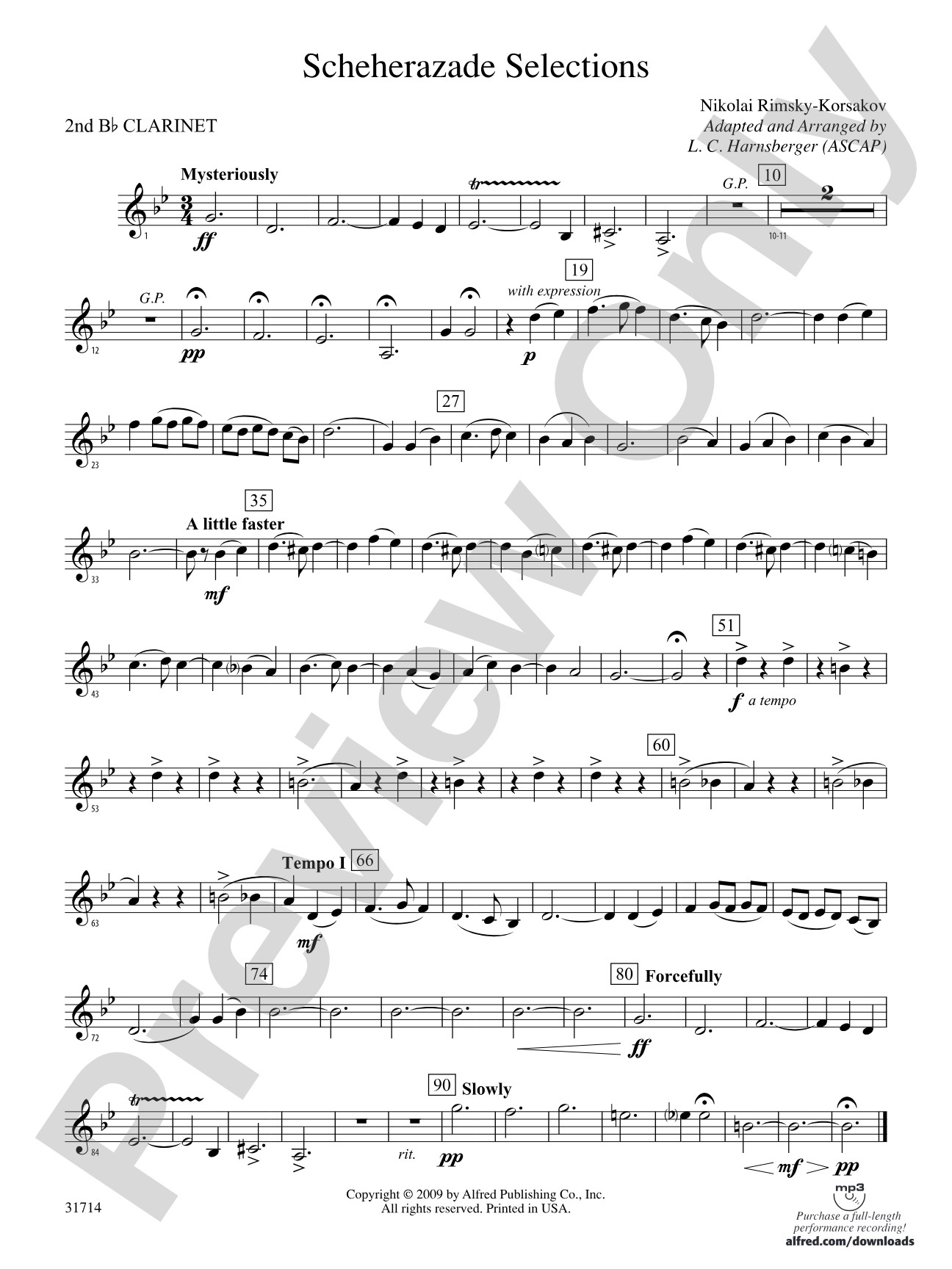 Scheherazade Selections: 2nd B-flat Clarinet