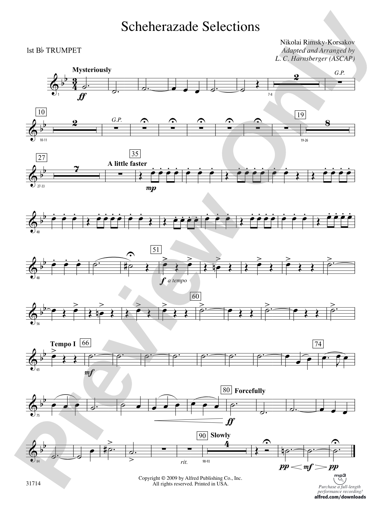 Scheherazade Selections: 1st B-flat Trumpet