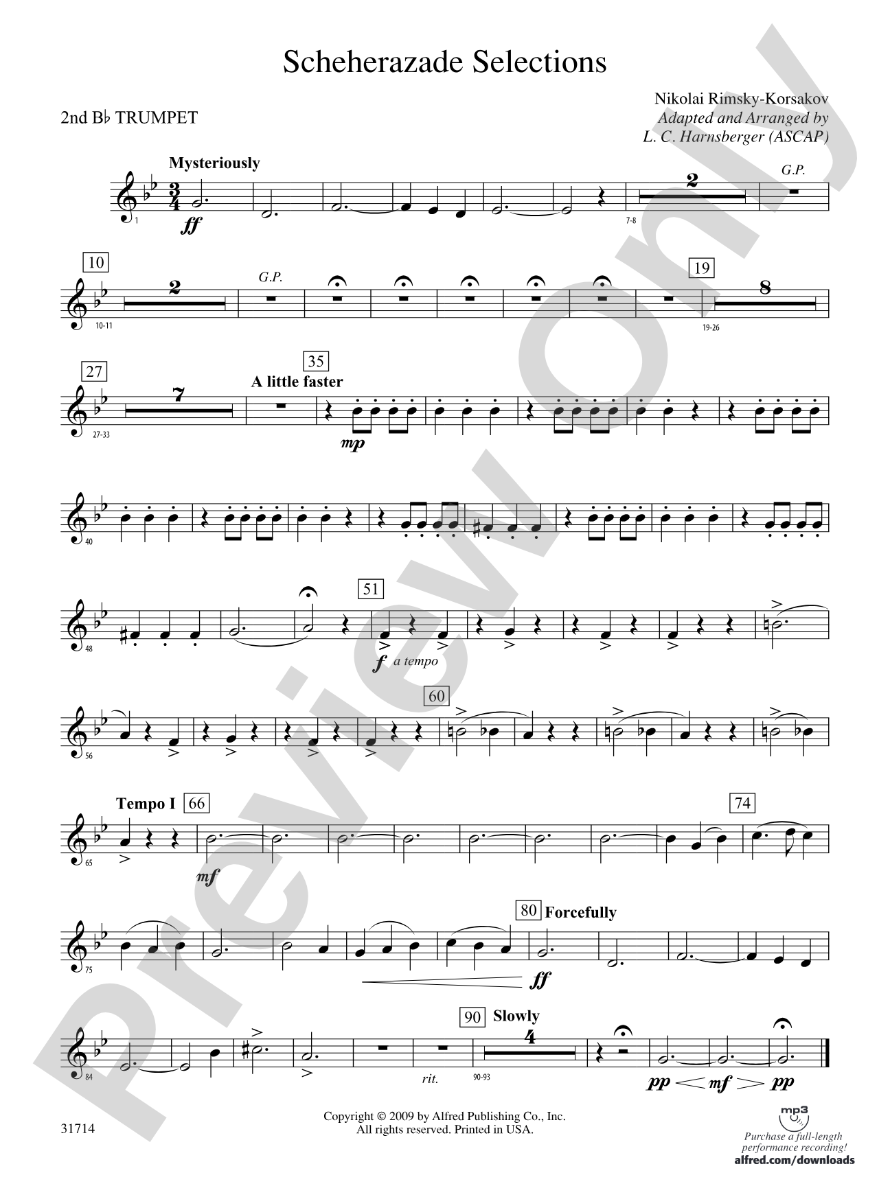 Scheherazade Selections: 2nd B-flat Trumpet