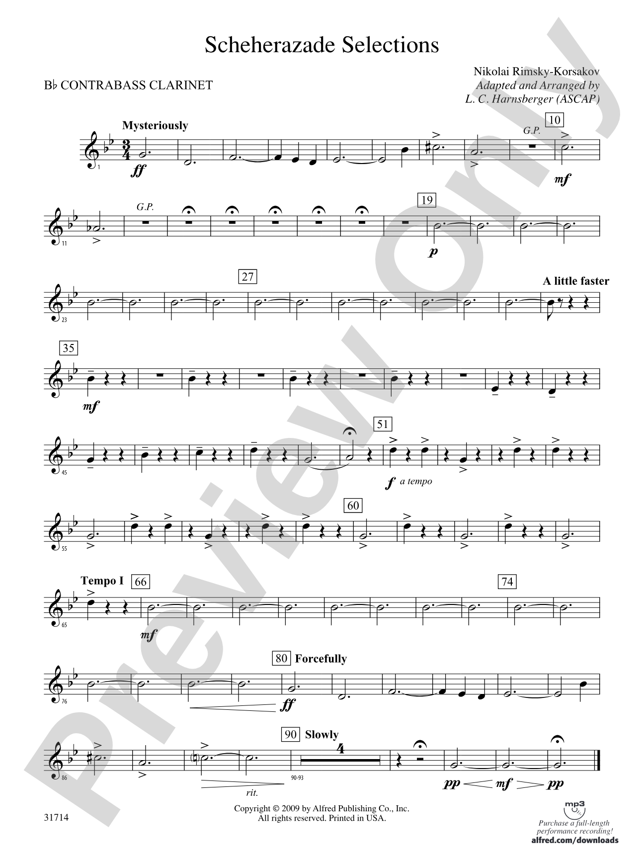 Scheherazade Selections: (wp) B-flat Contrabass Clarinet