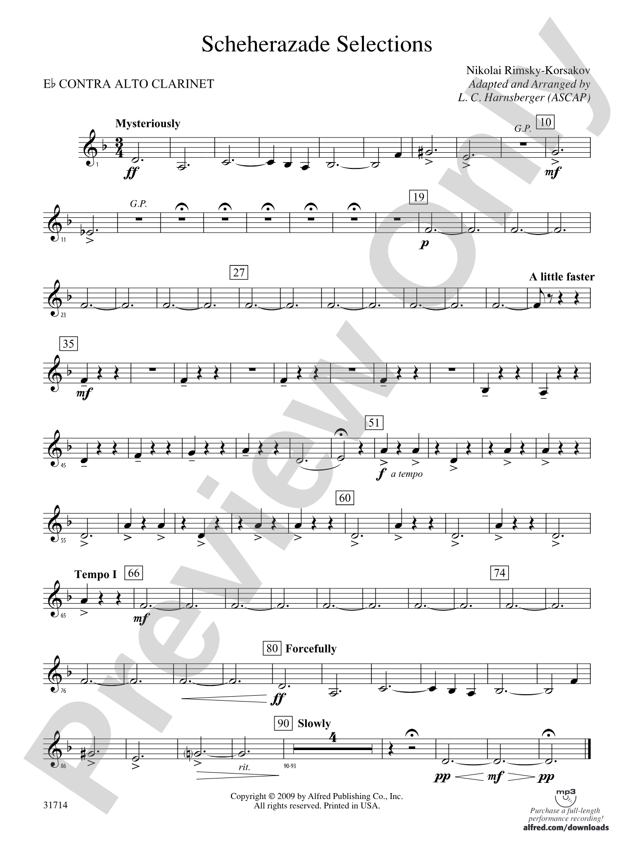 Scheherazade Selections: (wp) E-flat Contrabass Clarinet