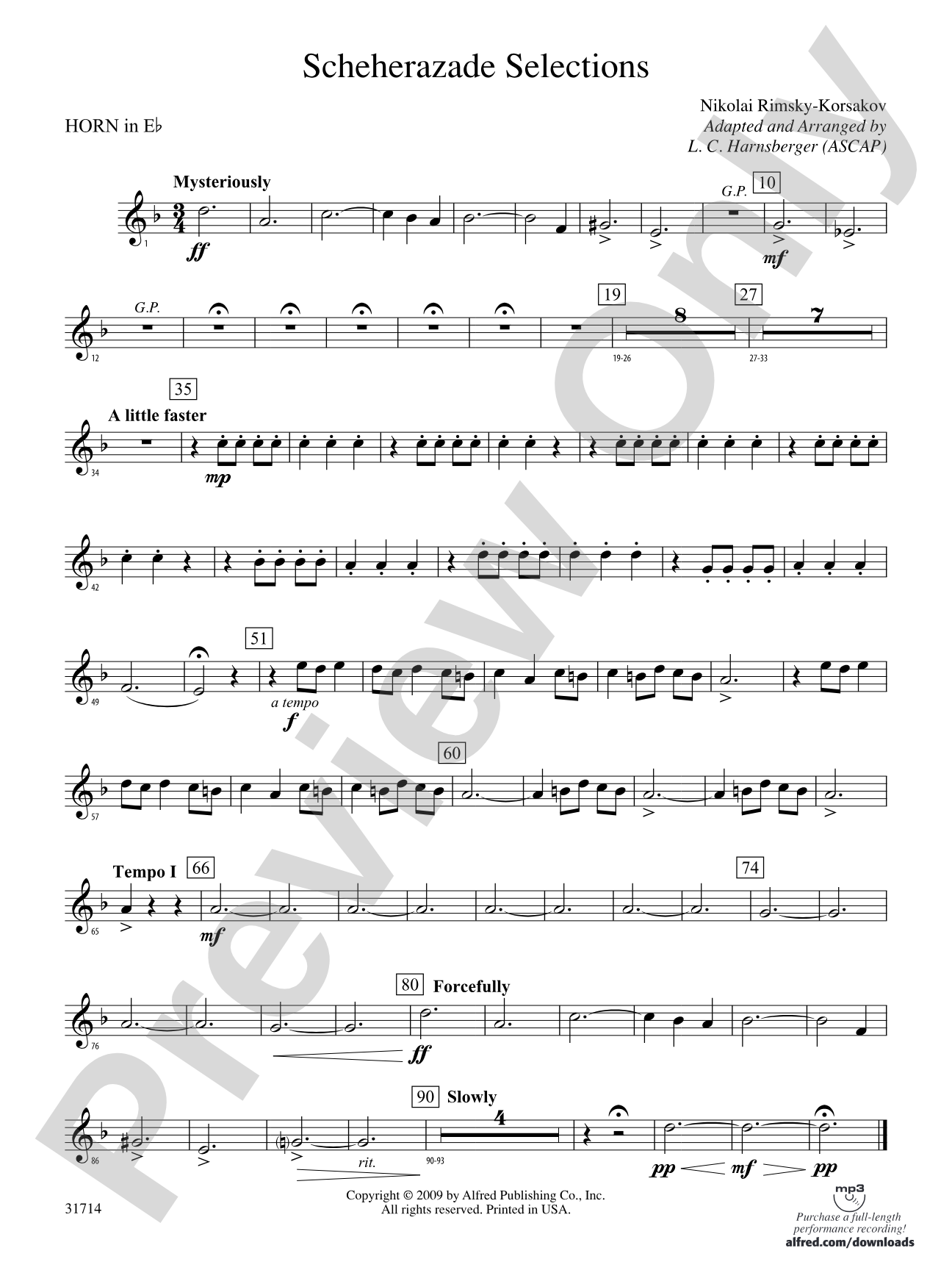 Scheherazade Selections: (wp) 1st Horn in E-flat