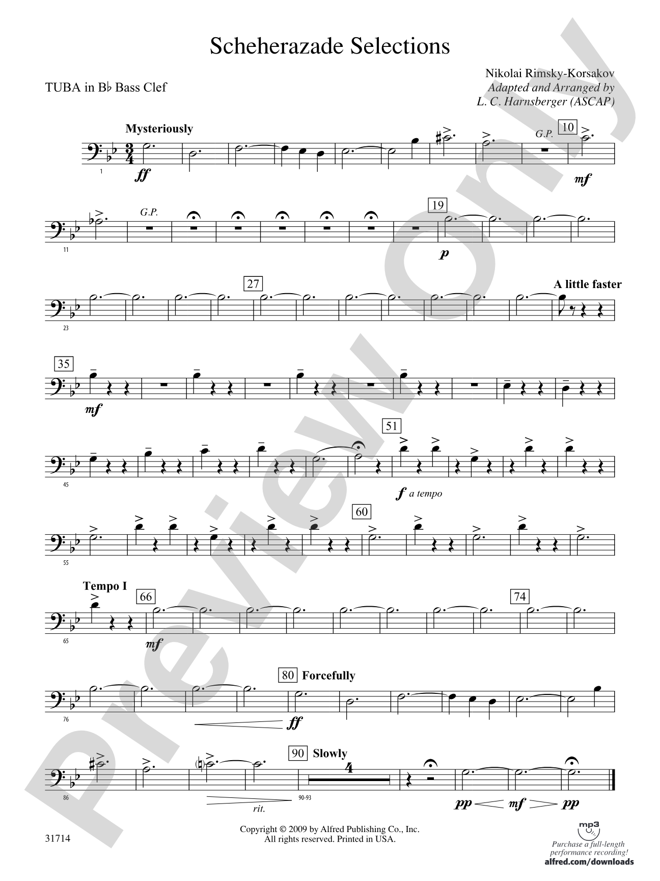 Scheherazade Selections: (wp) B-flat Tuba B.C.