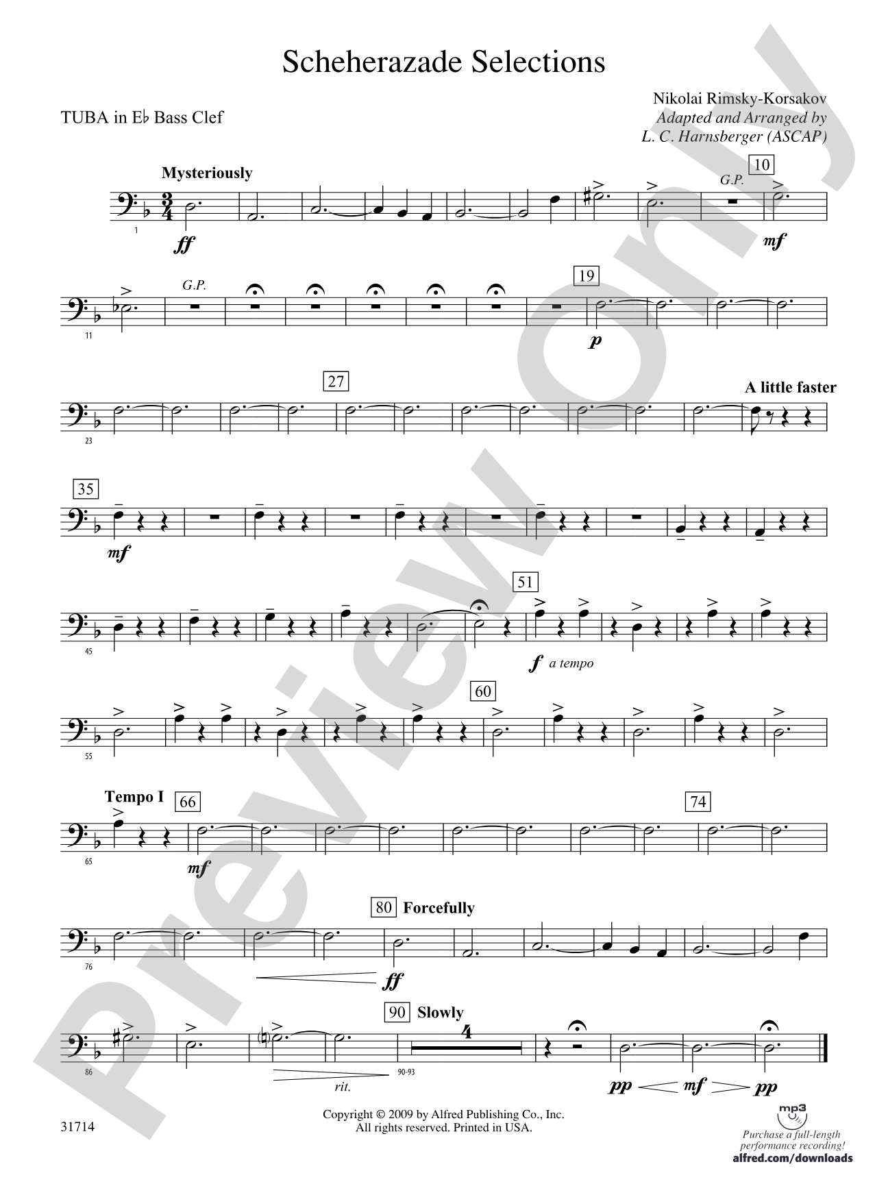 Scheherazade Selections: (wp) E-flat Tuba B.C.