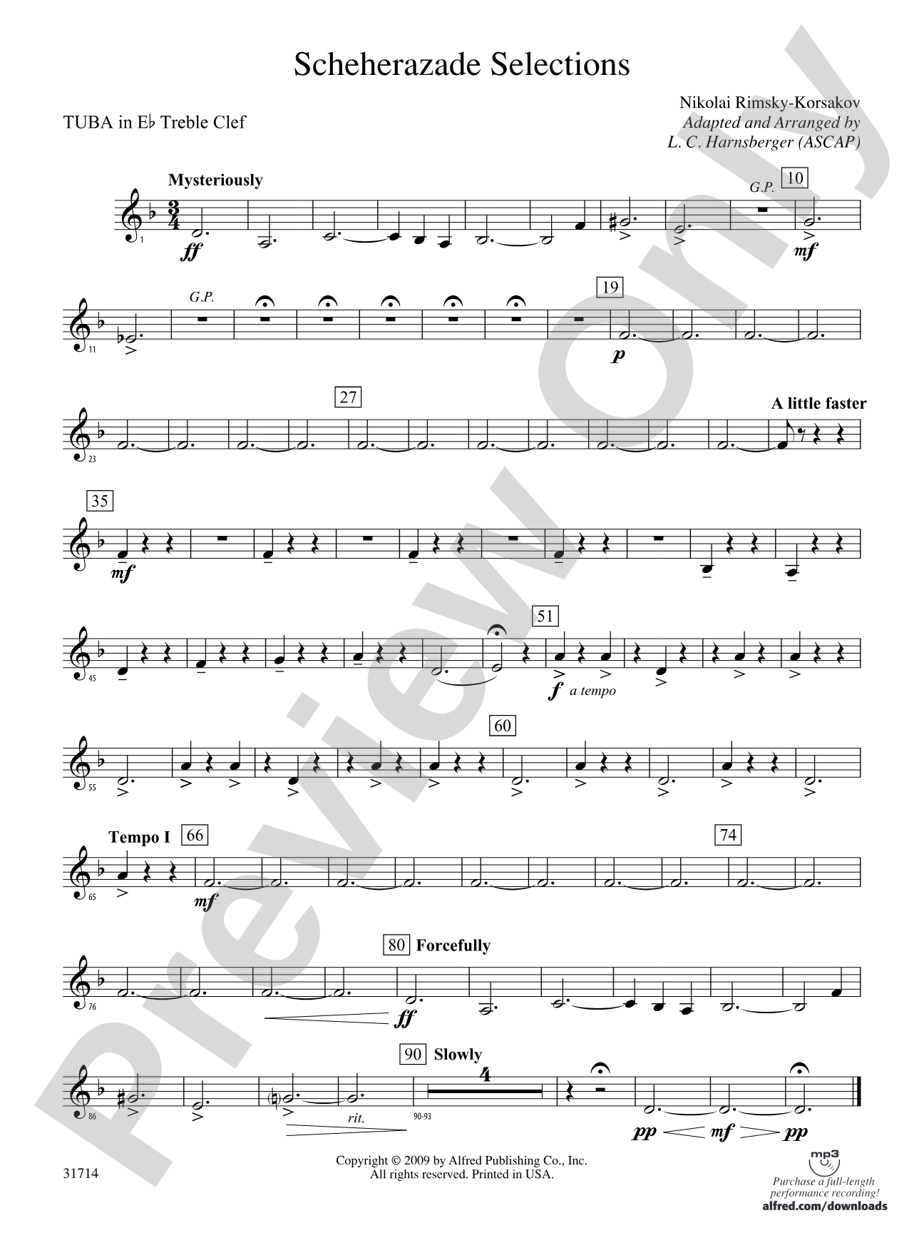Scheherazade Selections: (wp) E-flat Tuba T.C.