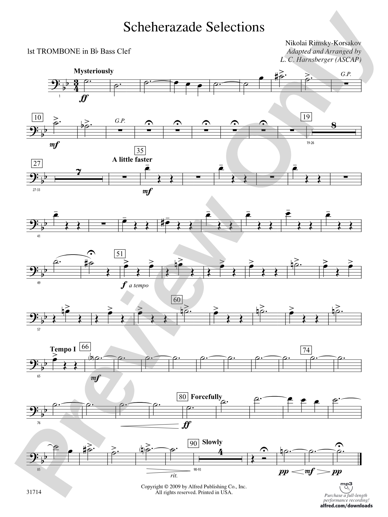 Scheherazade Selections: (wp) 1st B-flat Trombone B.C.