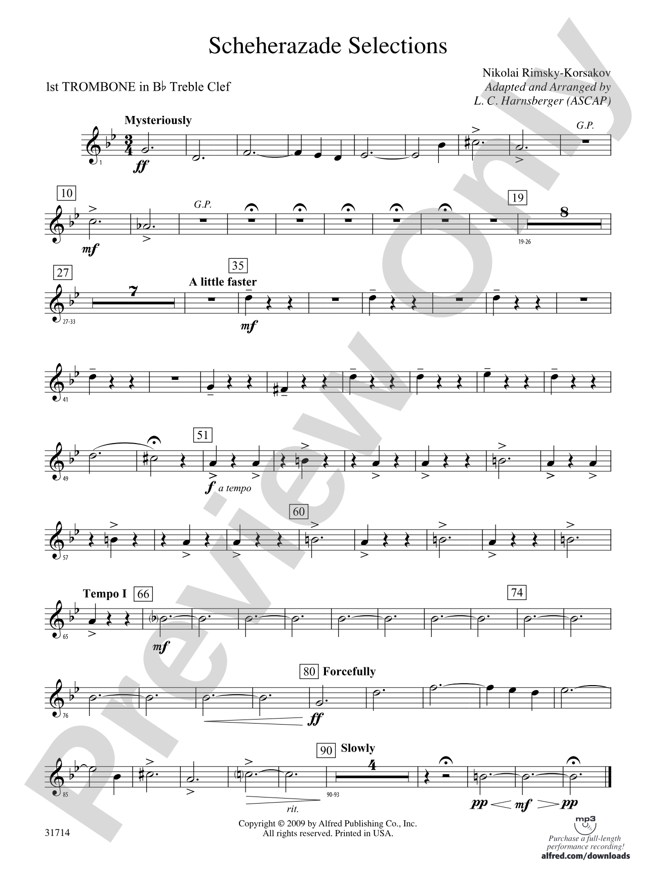 Scheherazade Selections: (wp) 1st B-flat Trombone T.C.