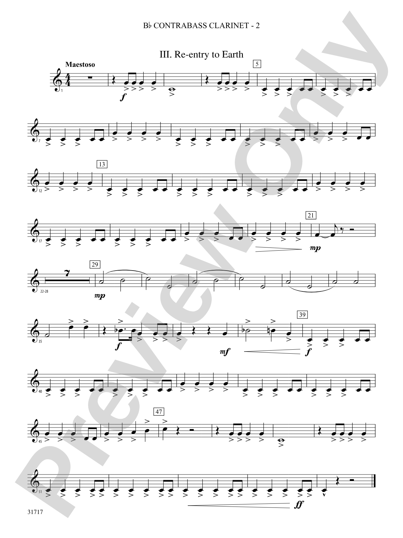 Space Journey: (wp) B-flat Contrabass Clarinet