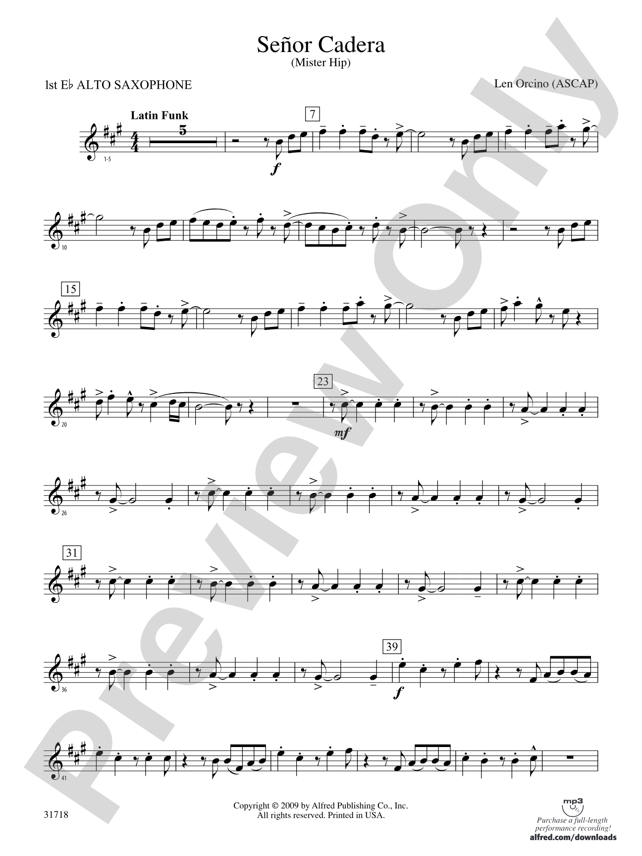 Señor Cadera (Mister Hip): E-flat Alto Saxophone