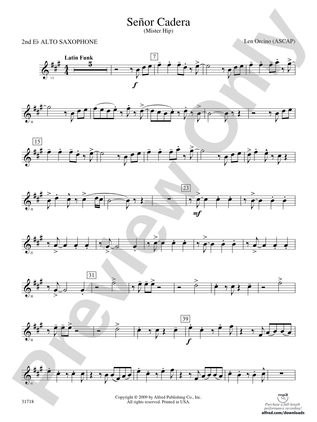 Señor Cadera (Mister Hip): 2nd E-flat Alto Saxophone