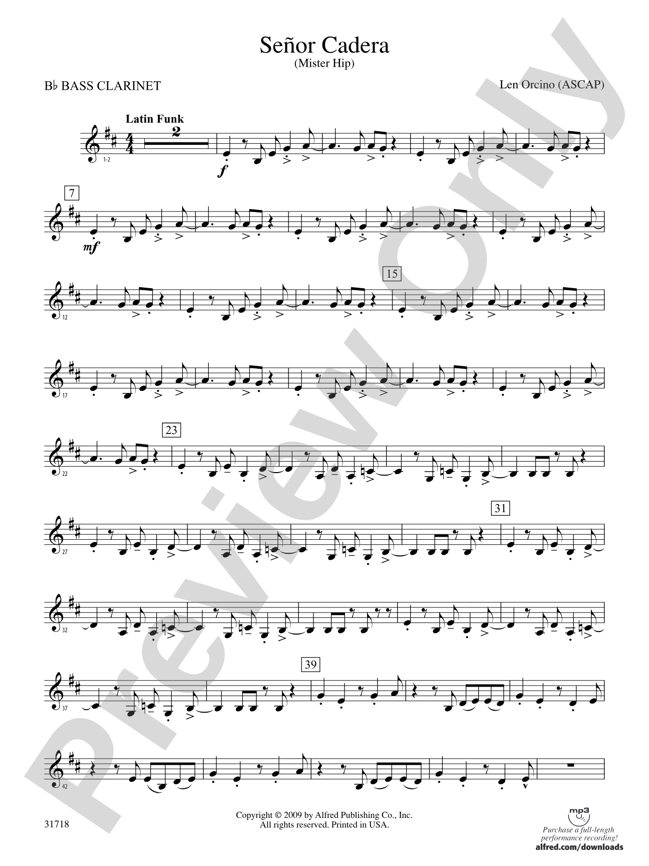 Señor Cadera (Mister Hip): B-flat Bass Clarinet