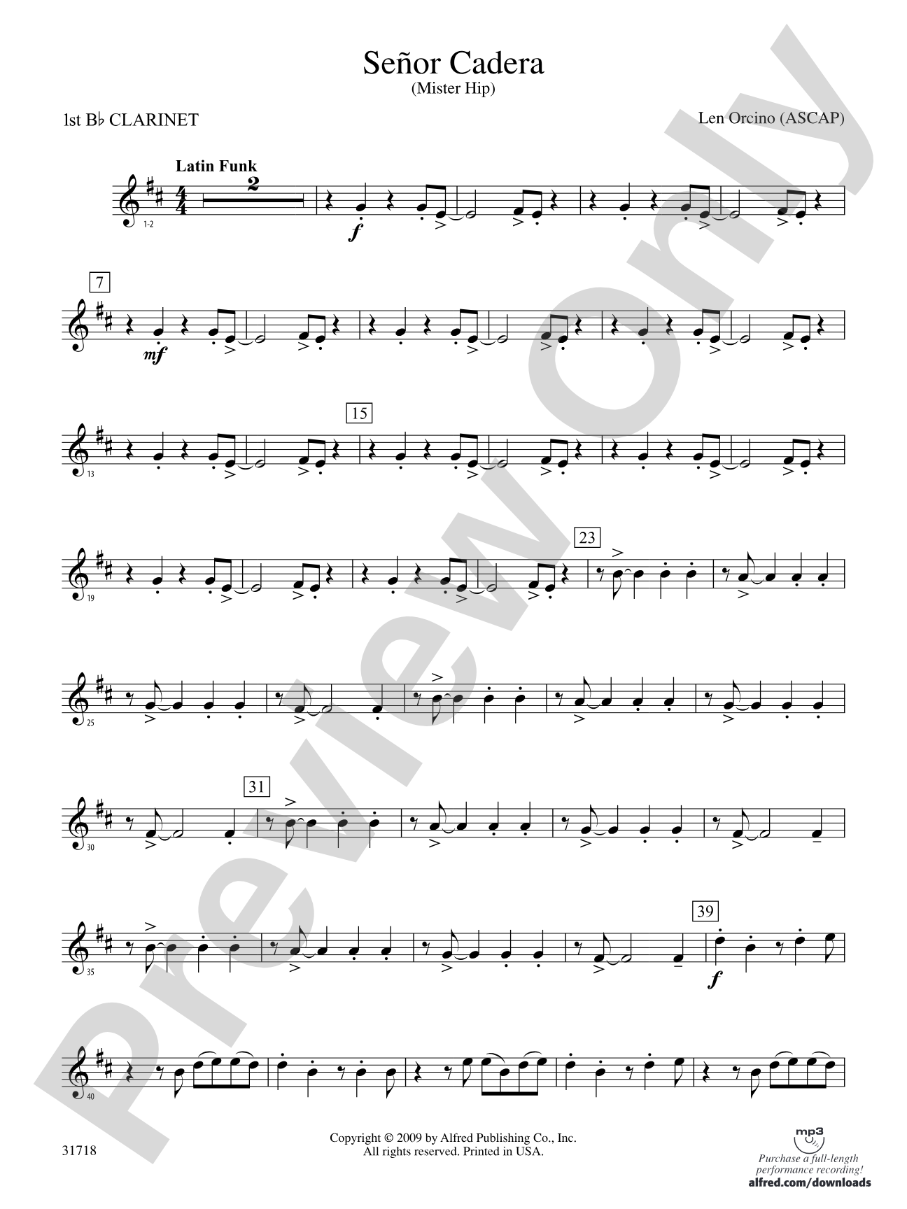 Señor Cadera (Mister Hip): 1st B-flat Clarinet