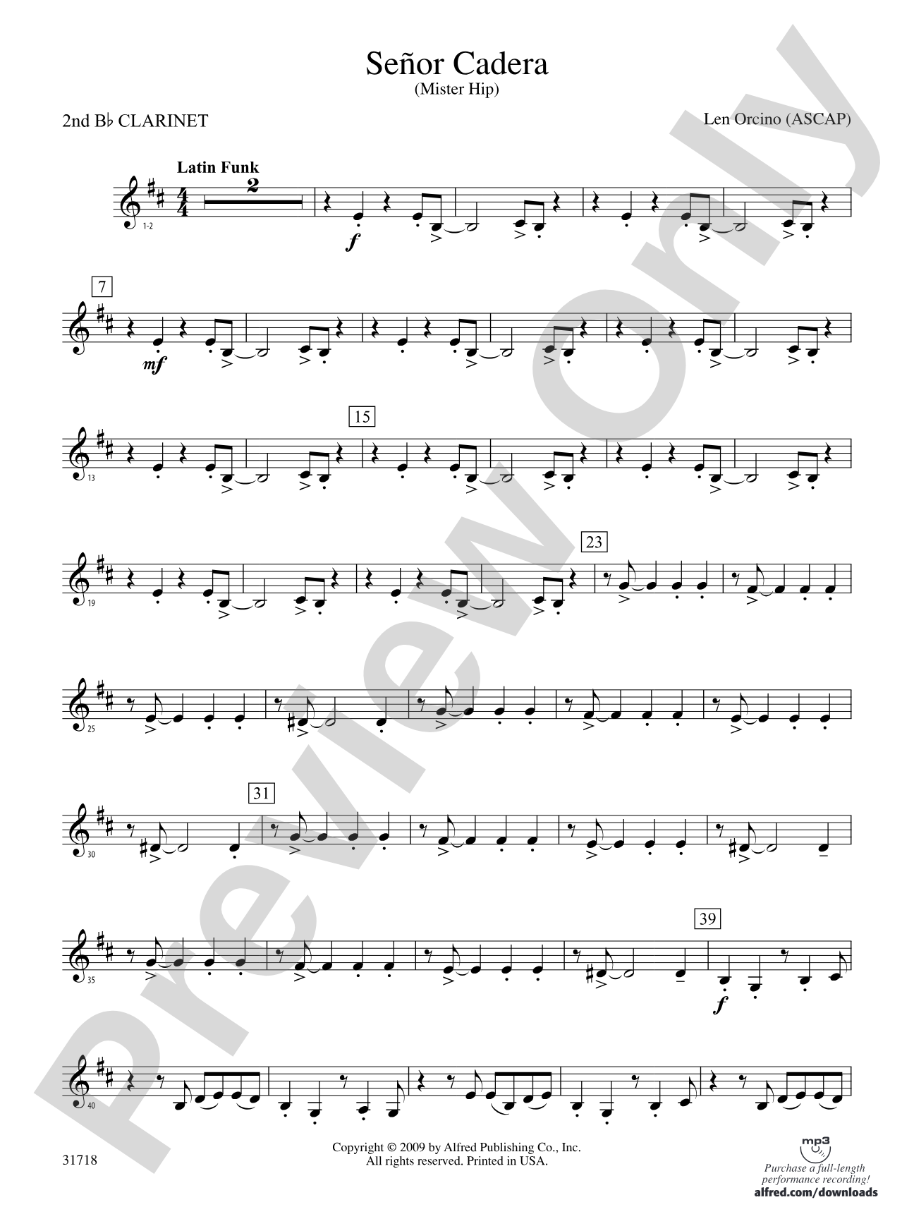 Señor Cadera (Mister Hip): 2nd B-flat Clarinet