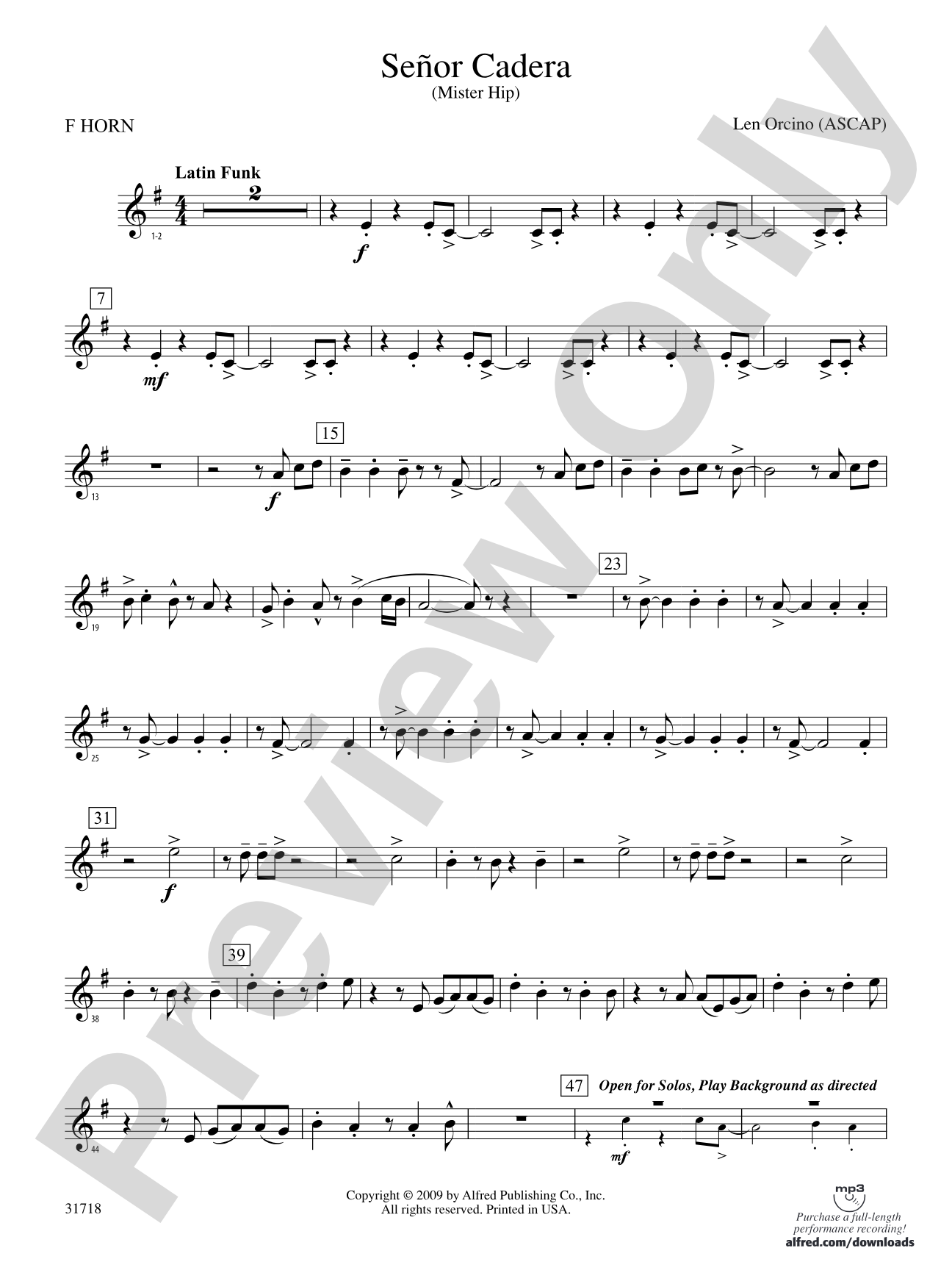 Señor Cadera (Mister Hip): 1st F Horn